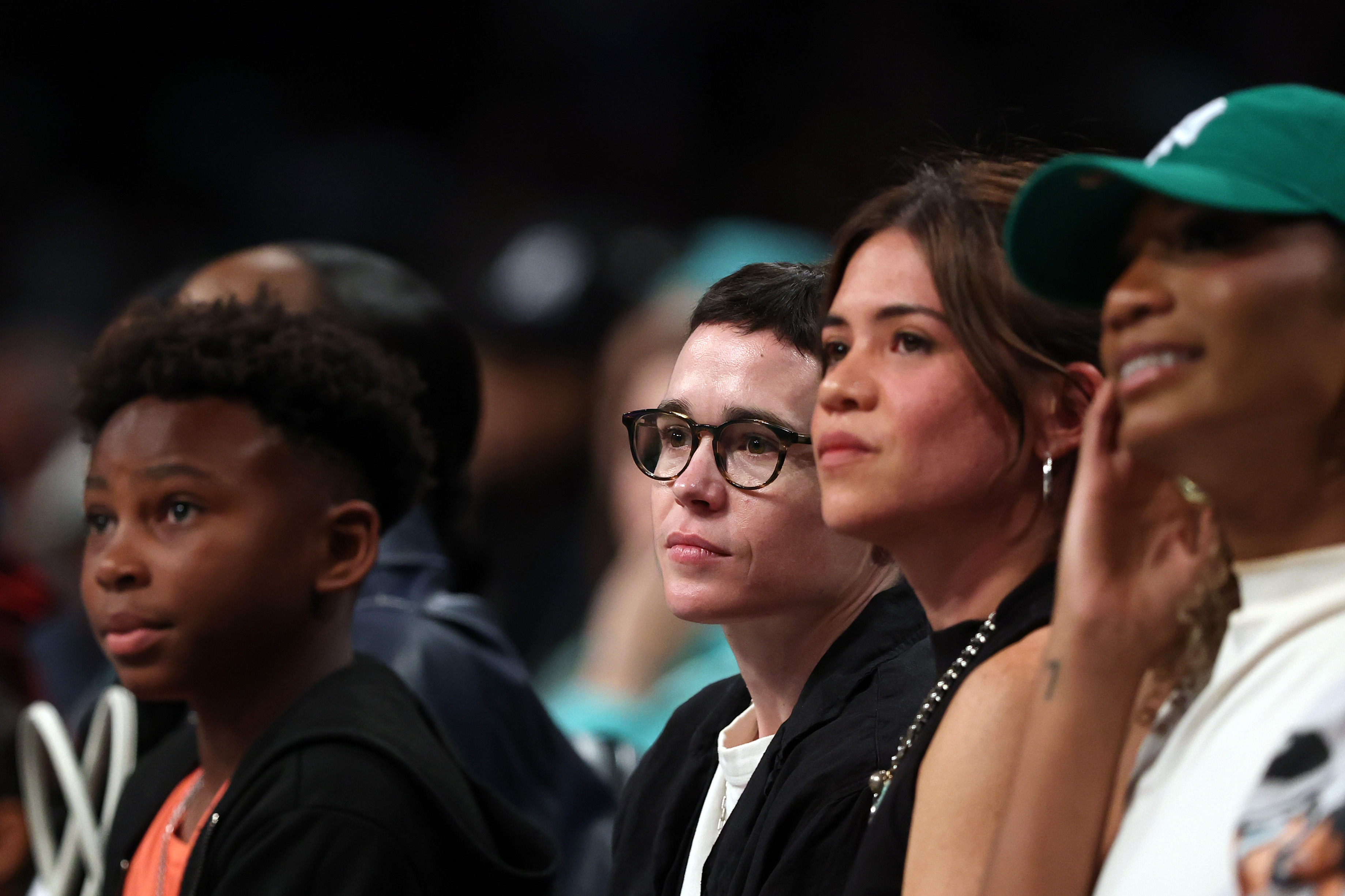 Elliot Page looks on during the game between the Chicago Sky and the New York Liberty at Barclays Center on June 10, 2025 in the Brooklyn borough of New York City | Source: Getty Images
