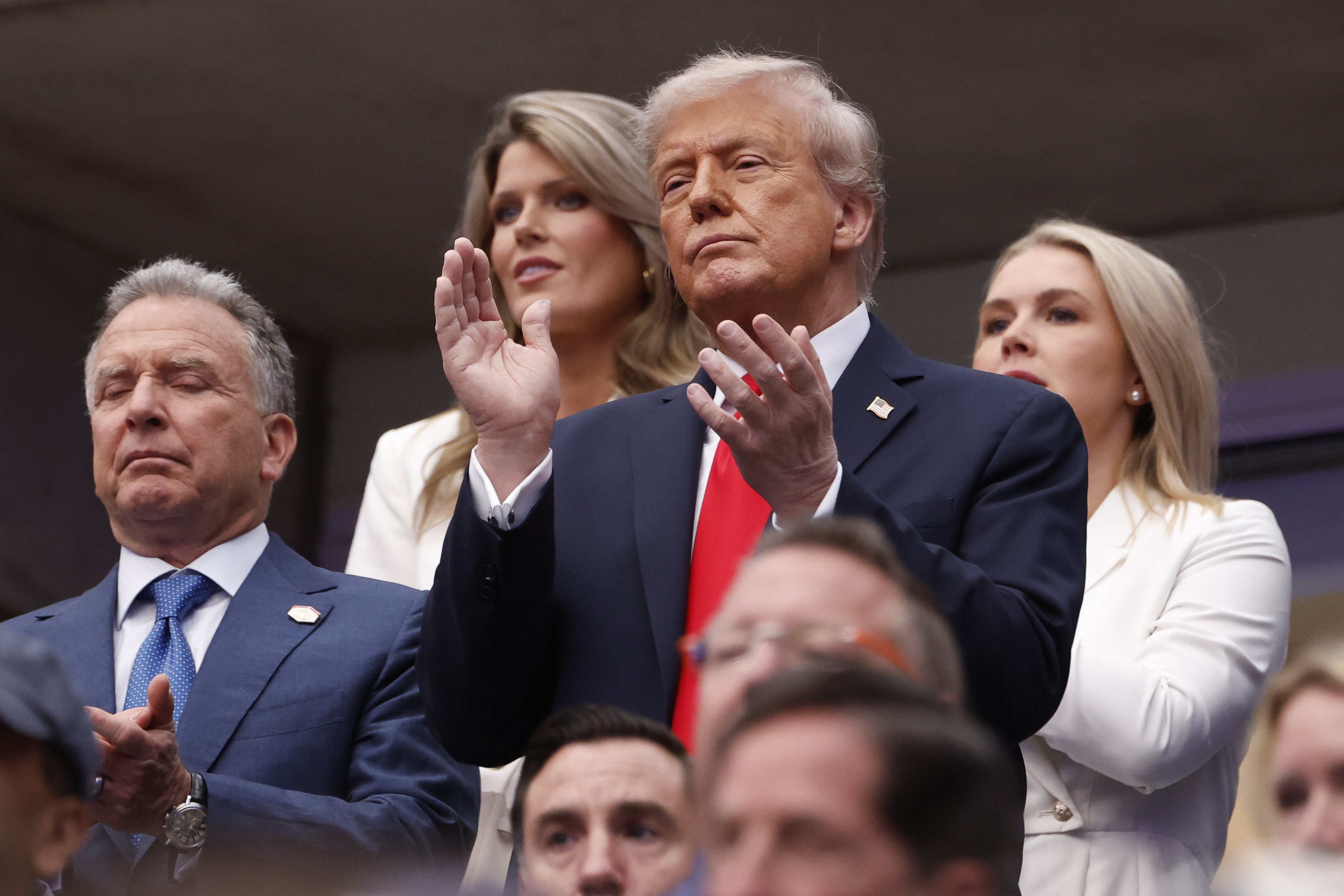 Donald Trump attends the Men's Singles Final match US Open Tennis Championships at on September 7, 2025 in Flushing Meadows, Queens, New York City. | Source: Getty Images