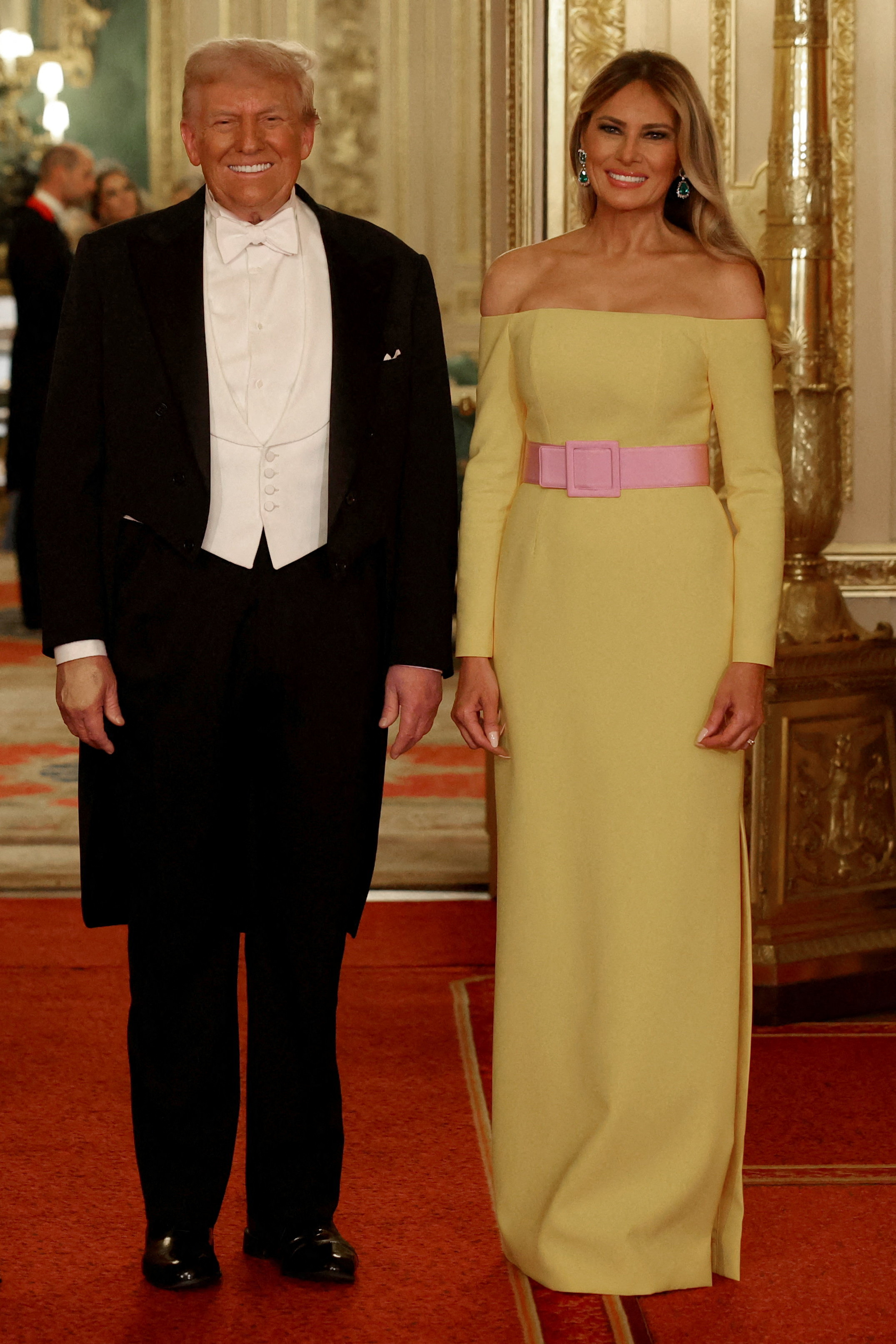 U.S. President Donald Trump and First Lady Melania Trump arrive for the State Banquet hosted by King Charles III and members of the Royal Family at Windsor Castle during the state visit by the President of the United States of America on September 17, 2025, in Windsor, England. | Source: Getty Images