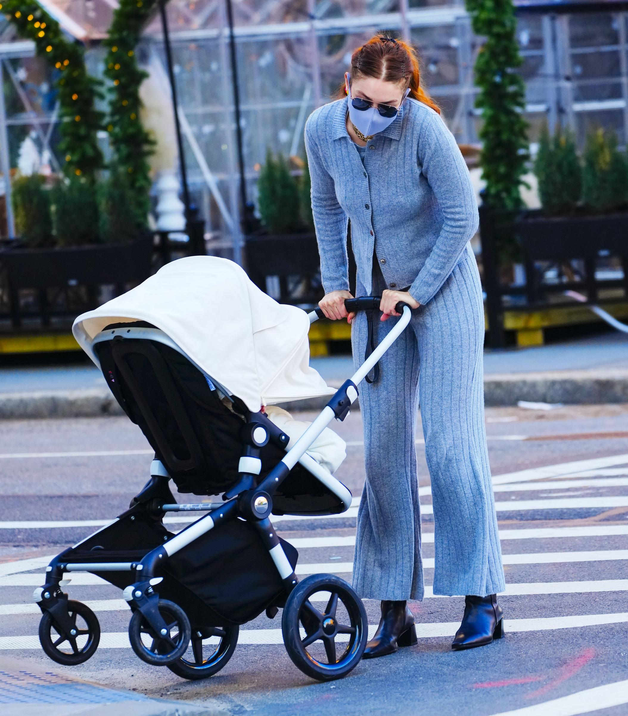 Gigi Hadid takes baby Khai to lunch on March 29, 2021, in New York City. | Source: Getty Images