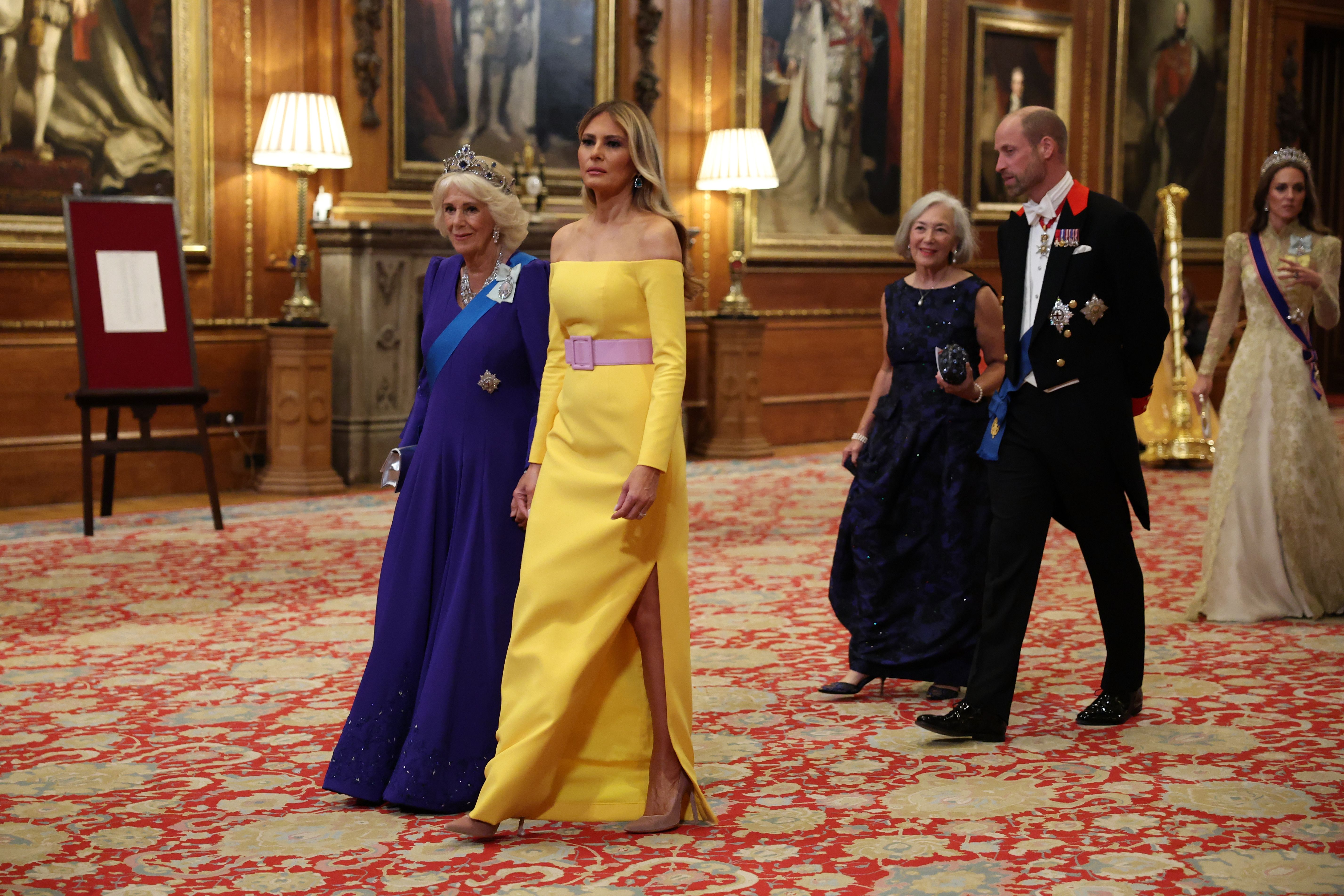 First Lady Melania Trump walks alongside Queen Camilla at Windsor Castle on September 17, 2025. | Source: Getty Images