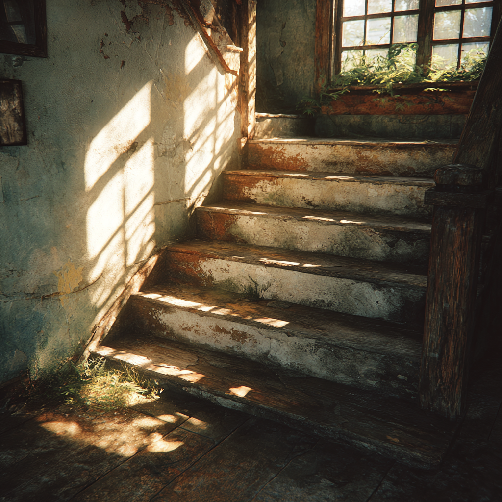 A rundown house's old stairs | Source: Midjourney