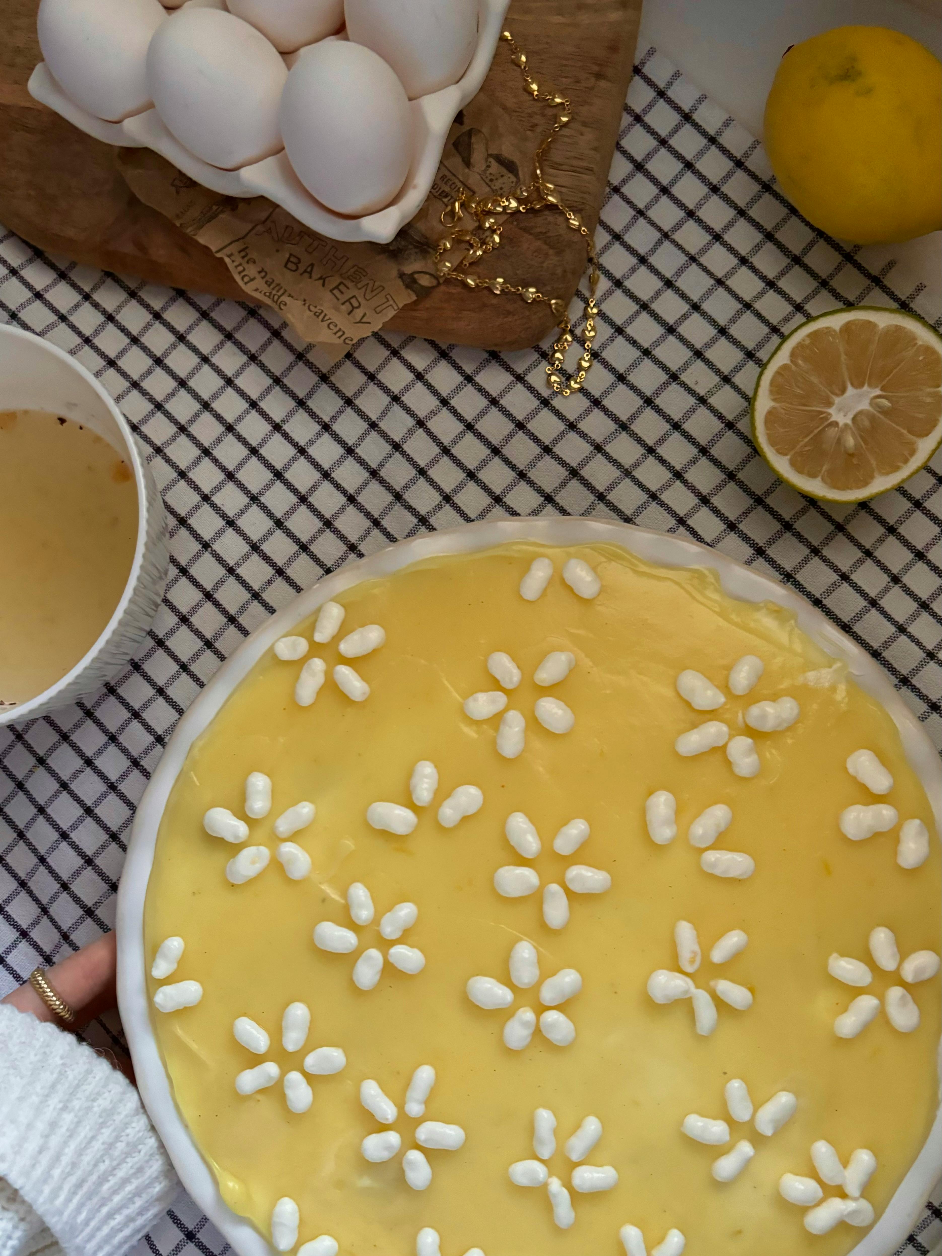 A lemon tart on a kitchen counter | Source: Pexels