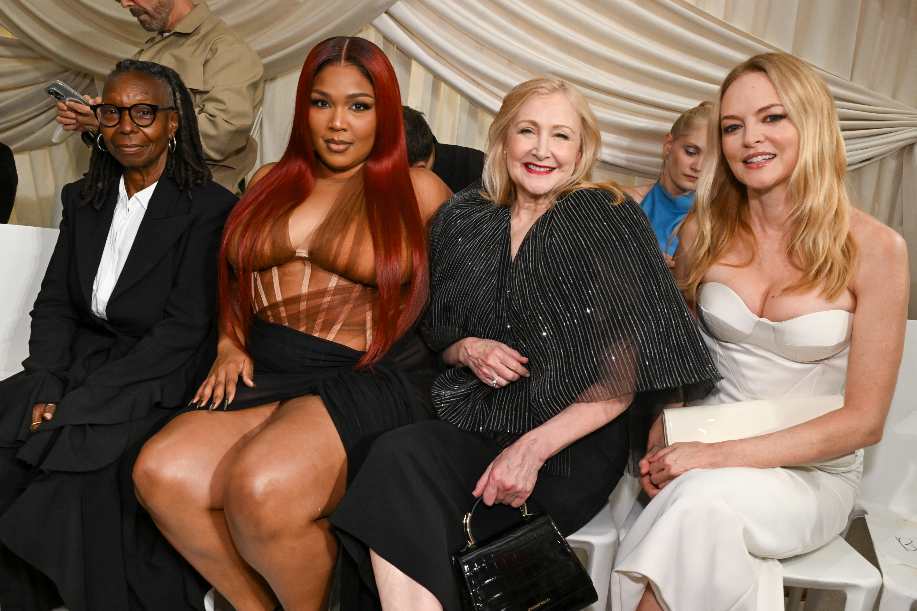 Whoopi Goldberg, Lizzo, Patricia Clarkson, Heather Graham at the Christian Siriano fashion show as part of Spring/Summer 2026 New York Fashion Week held at Macy's Herald Square on September 12, 2025 in New York City. | Source: Getty Images