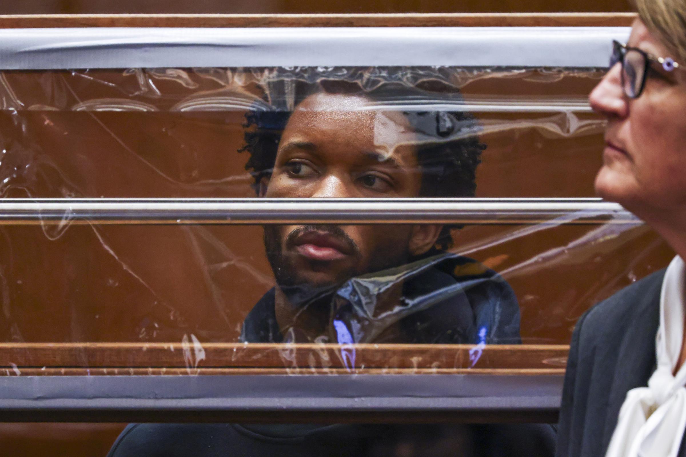 d4vd looks on from behind his defense attorney Marilyn Bednarski during his arraignment for the murder of Celeste Rivas Hernandez at Clara Shortridge Foltz Criminal Justice Center on April 20, 2026 in Los Angeles, California. | Source: Getty Images