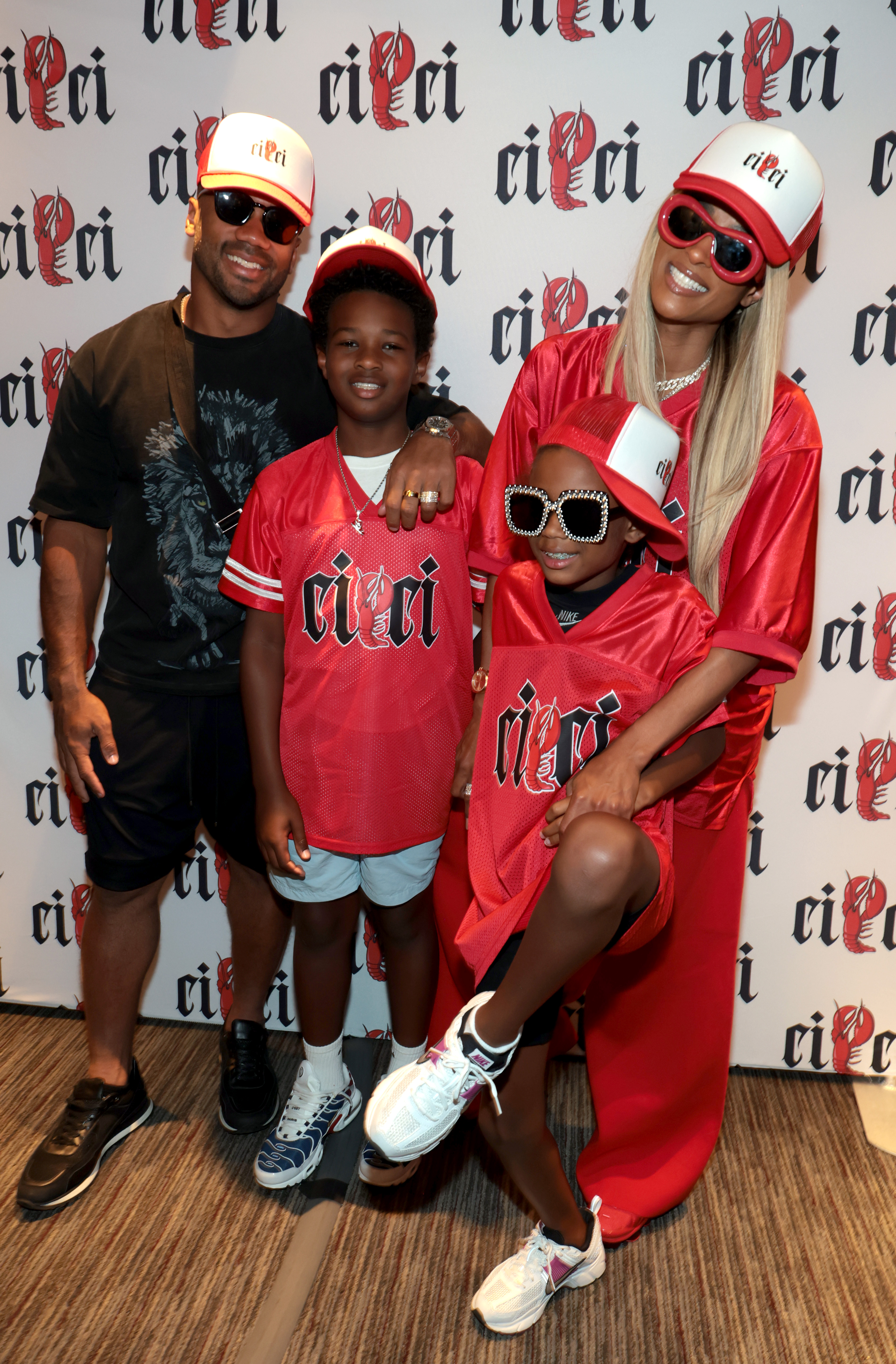 (L-R) Russell Wilson, Future Zahir Wilburn, Sienna Wilson and Ciara attend Ciara's Album Cici Release Party at Red Lobster Times Square on August 22, 2025, in New York City. | Source: Getty Images