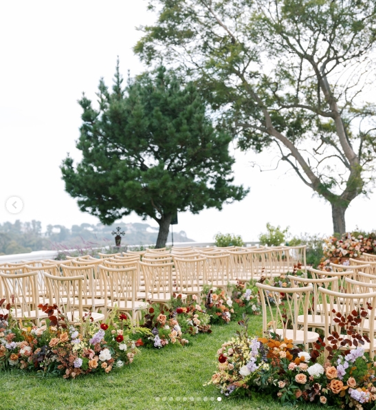The outdoor ceremony space at Lana Condor and Anthony De La Torre's wedding venue from a post dated October 28, 2025. | Source: Instagram/lanacondor