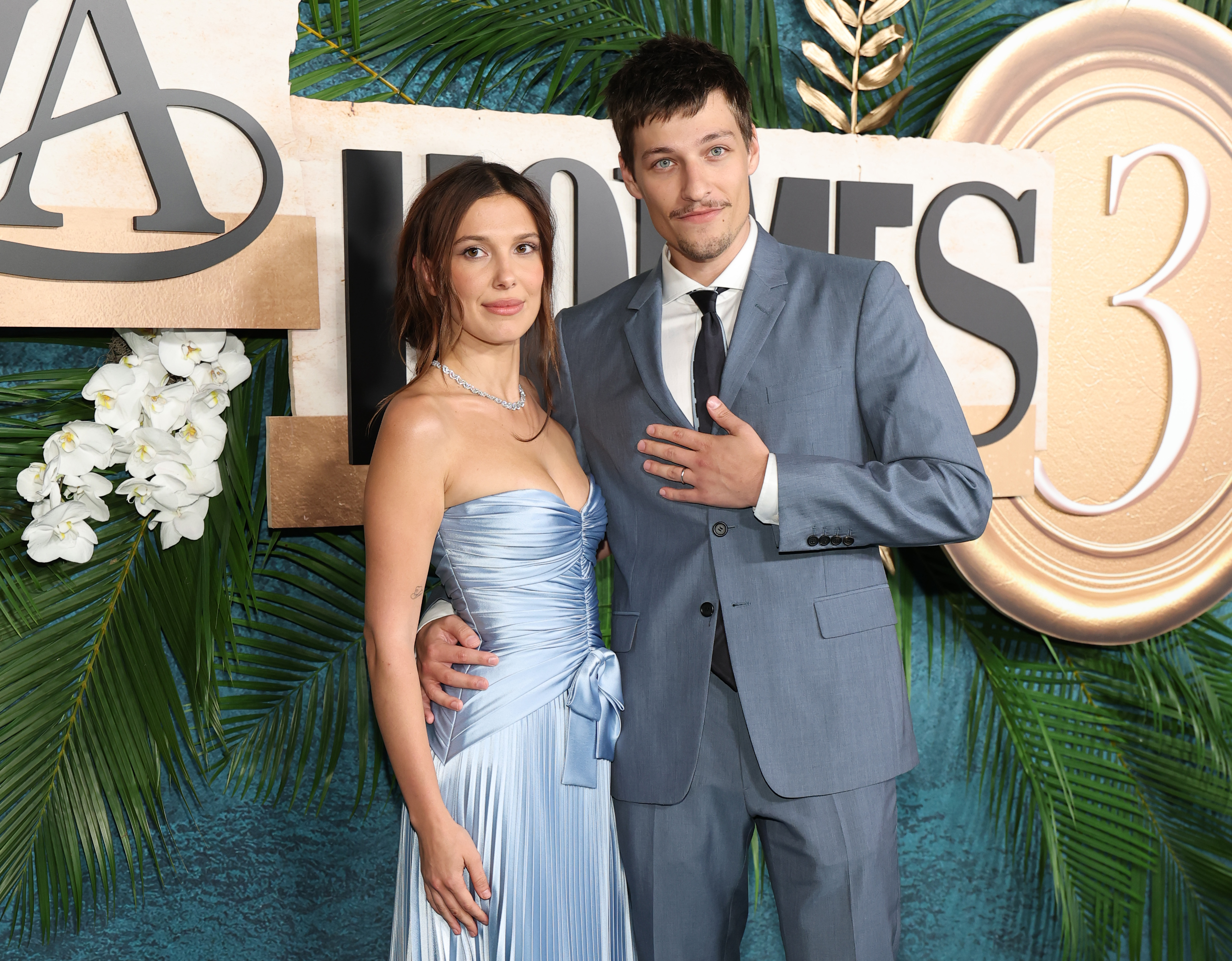 Jake Bongiovi and Millie Bobby Brown attend the world premiere of "Enola Holmes 3" at The Plaza Hotel on June 25, 2026 in New York City. | Source: Getty IMages