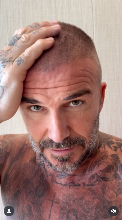 David Beckham after his haircut mishap, in a video shared on Juy 20, 2025. | Source: Instagram/victoriabeckham