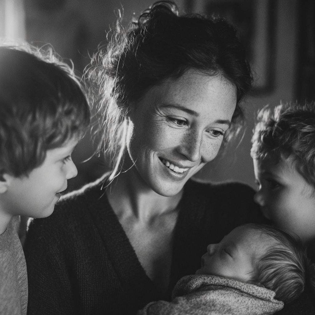 A happy mother with her children | Source: Midjourney