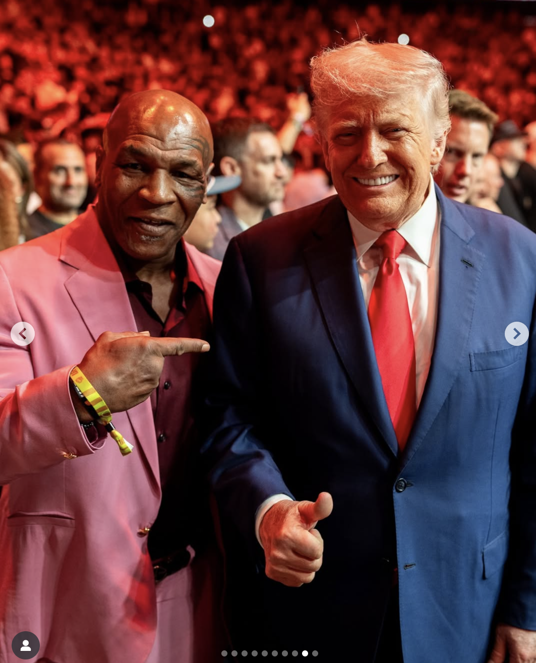 President Donald Trump poses with Mike Tyson at the UFC 316 event in Newark, New Jersey, on June 7, 2025 | Source: Instagram/potus