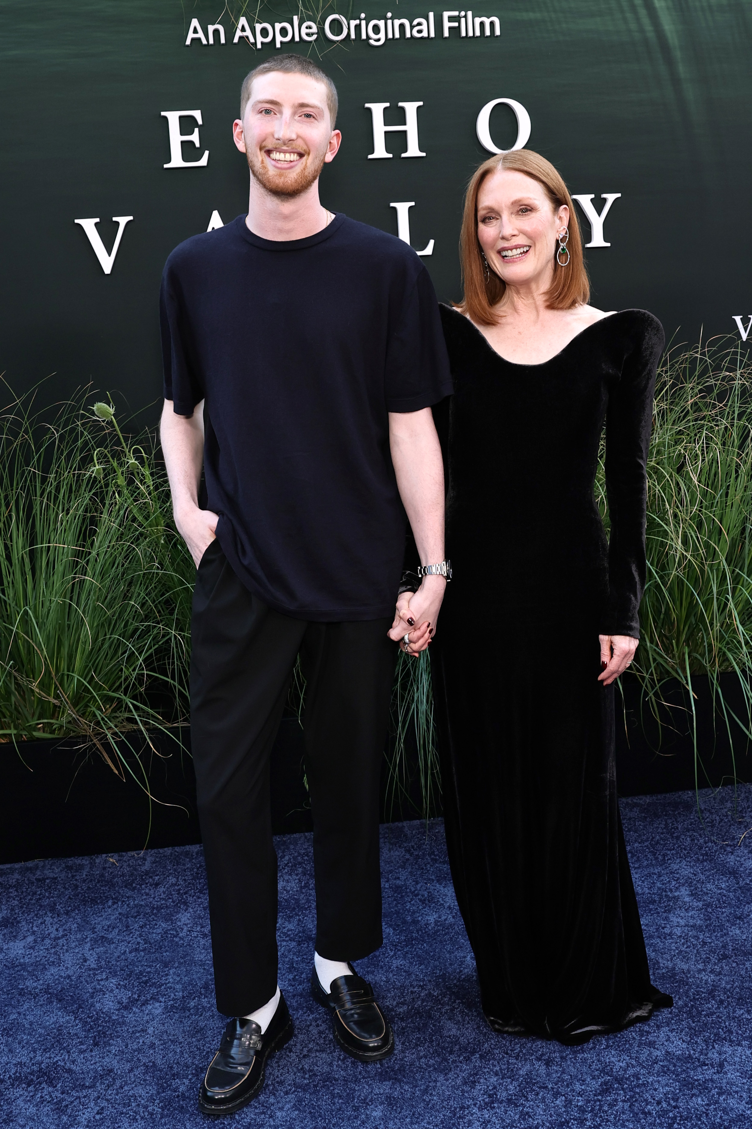Caleb Freundlich and Julianne Moore attend the "Echo Valley" New York premiere at AMC Lincoln Square 13 on June 4, 2025, in New York City. | Source: Getty Images