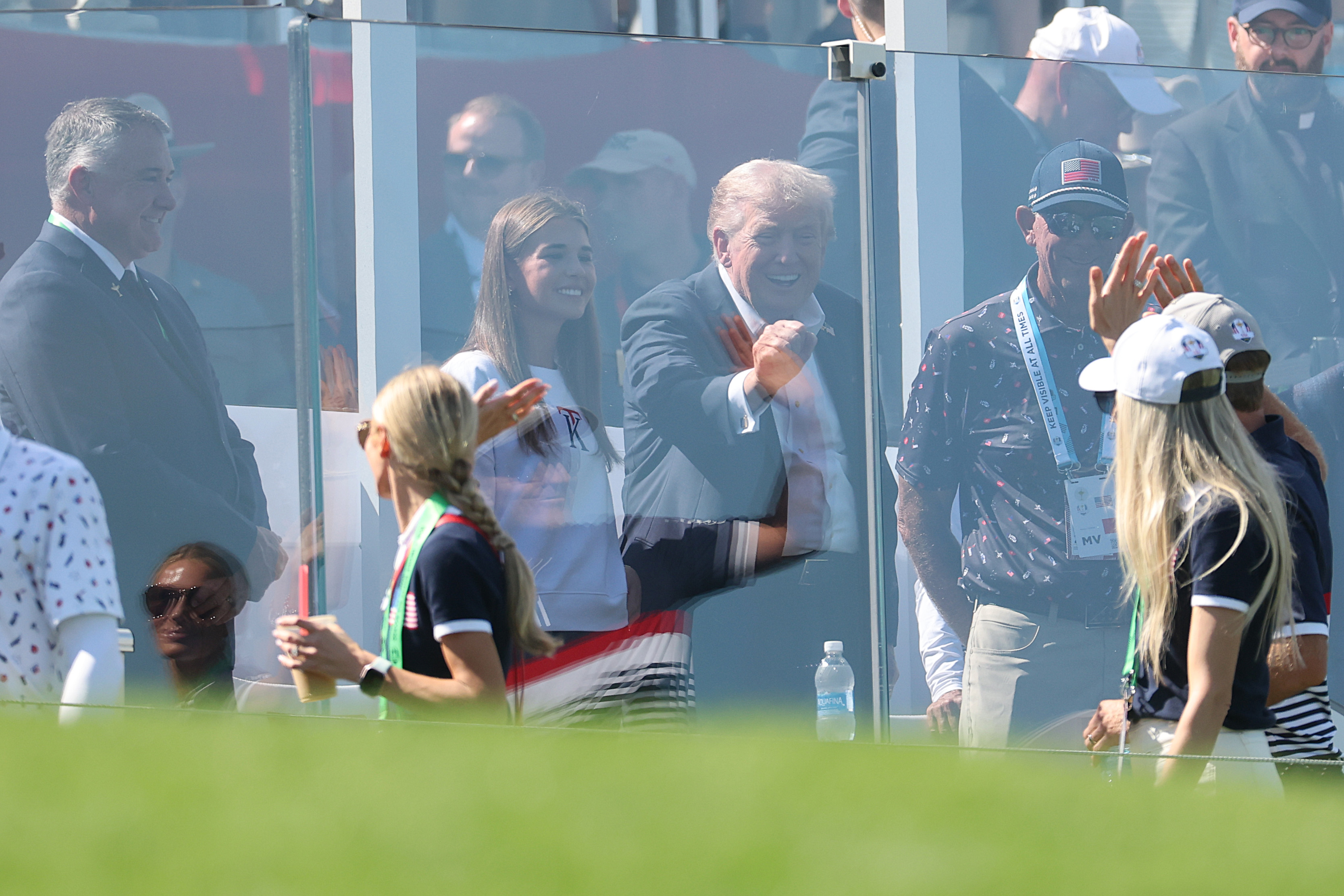 U.S. President Donald Trump, along with his granddaughter Kai Madison Trump, attends the 2025 Ryder Cup at Black Course at Bethpage State Park Golf Course on September 26, 2025, in Farmingdale, New York. | Source: Getty Images