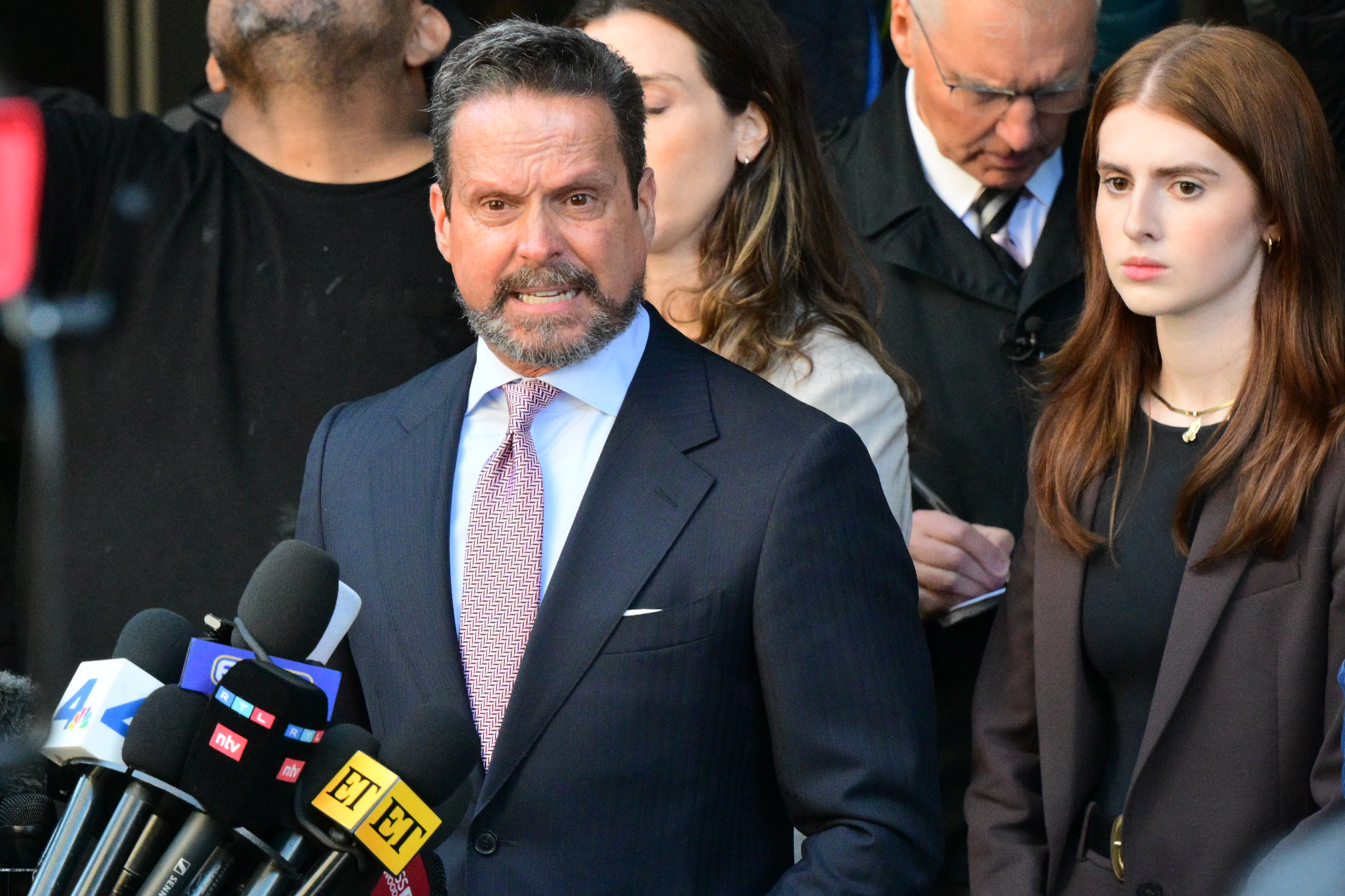 Attorney Alan Jackson speaking to the press after exiting the courthouse during Nick Reiner's arraignment on charges of murdering his parents Rob and Michele Reiner, at Los Angeles Superior Court on January 7, 2026 | Source: Getty Images