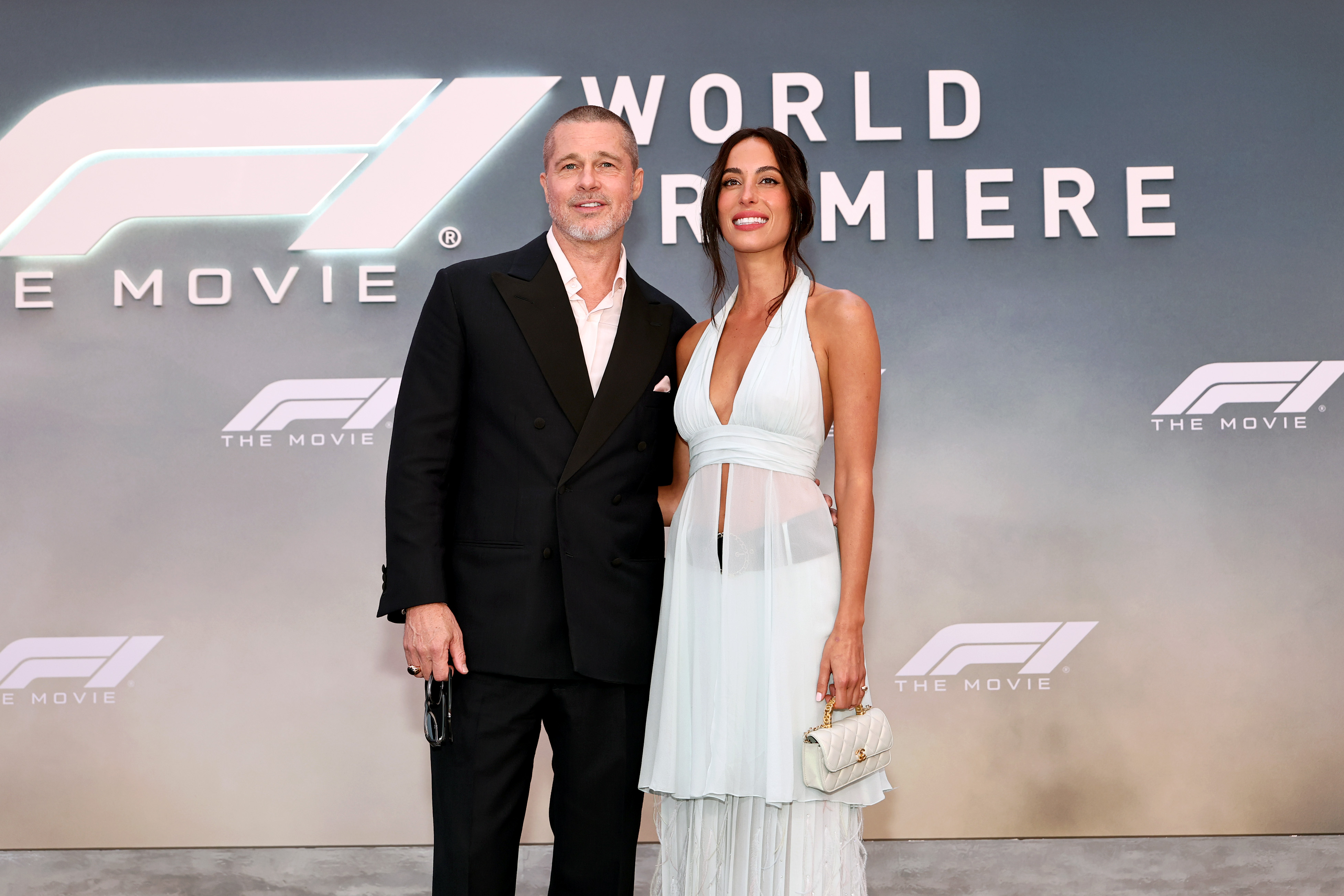 Brad Pitt and Ines de Ramon attend the Apple Original Films & Warner Bros. Pictures "F1" World Premiere in Times Square on June 16, 2025 in New York City | Source: Getty Images