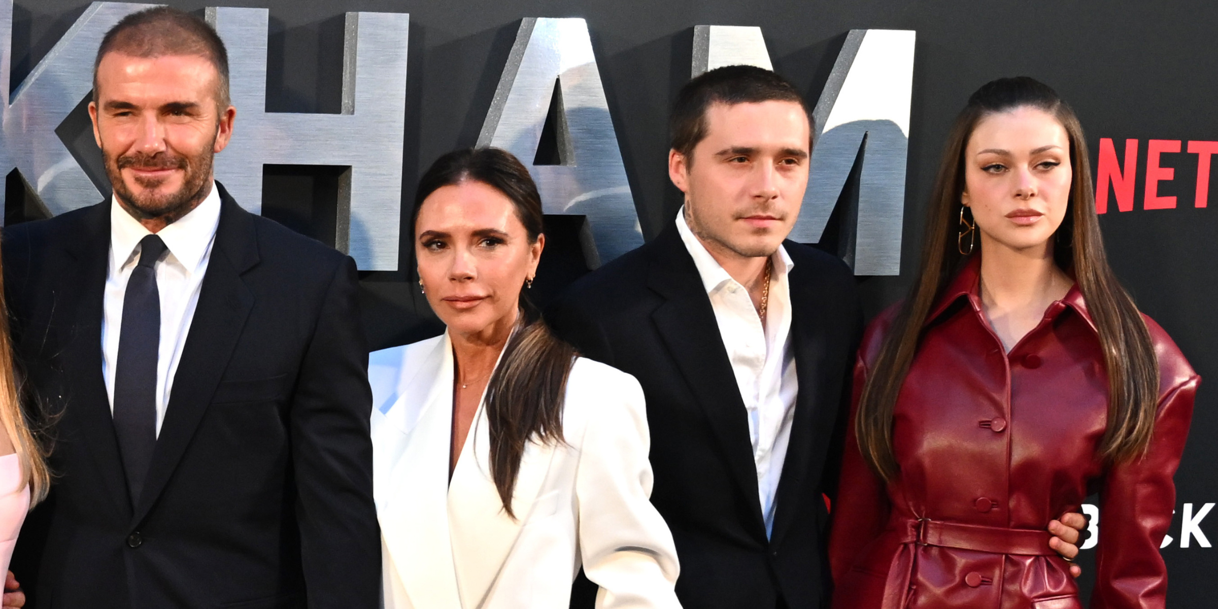 David and Victoria Beckham, Brooklyn and Nicola Peltz-Beckham | Source: Getty Images