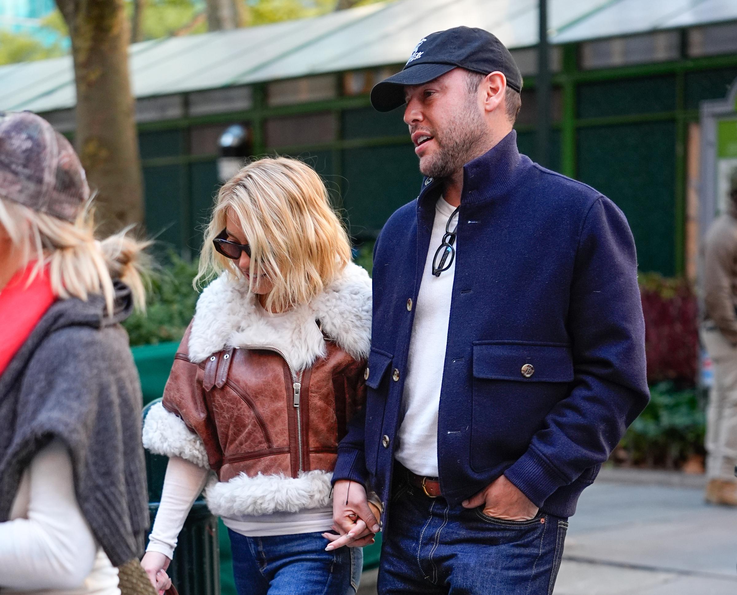 Sydney Sweeney and Scooter Braun are seen on November 4, 2025 in New York City. | Source: Getty Images