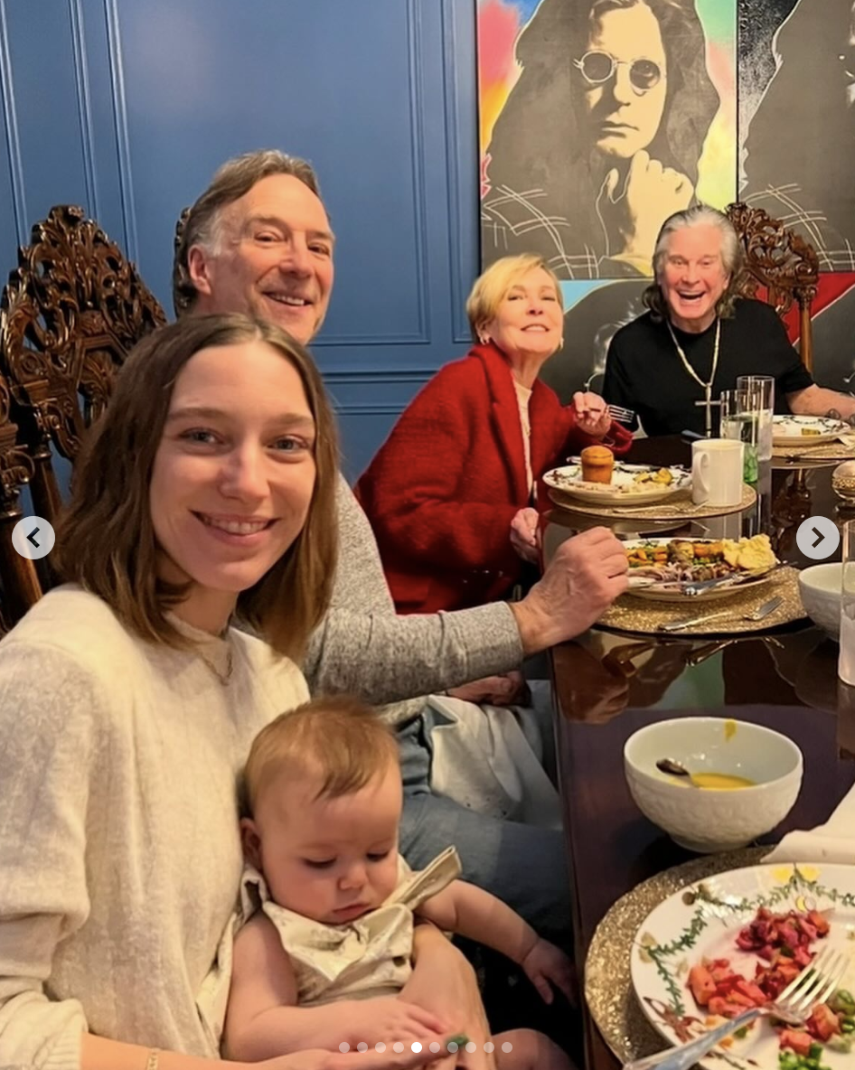 Ozzy Osbourne at the dinner table with his in-laws, posted on August 3, 2025. | Source: Instagram/areeosbourne