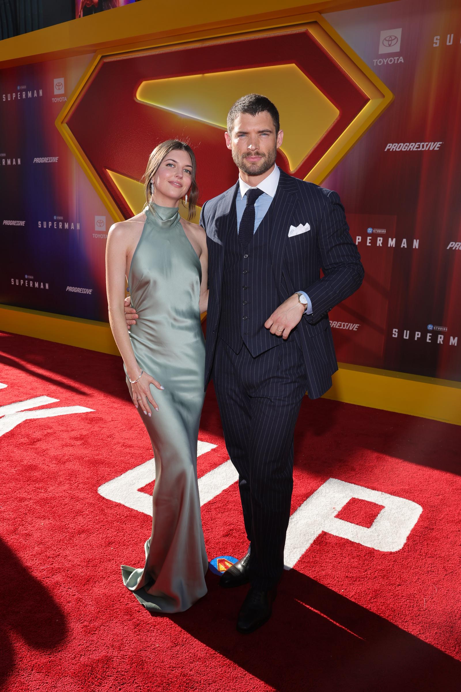 Julia Best Warner and David Corenswet are seen at the Los Angeles Premiere of Warner Bros. "Superman" TCL Chinese Theatre on July 7, 2025, in Hollywood, California. | Source: Getty Images