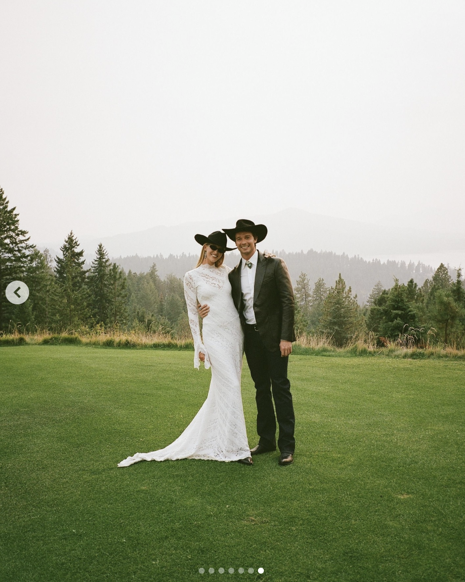 Patrick Schwarzenegger and Abby Champion on their September 6, 2025 wedding in Idaho. | Source: Instagram/britishvogue