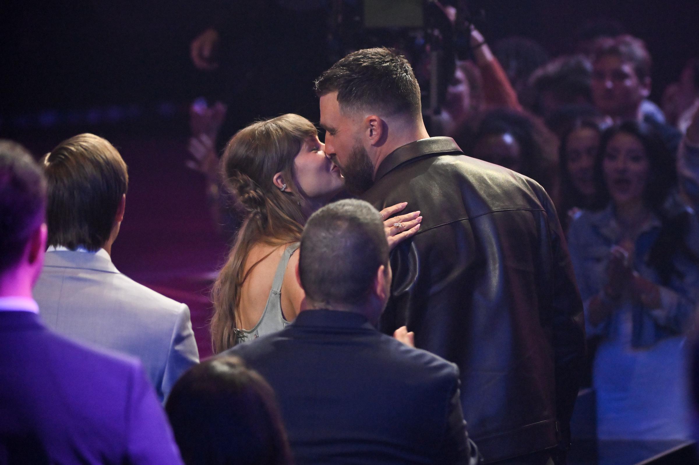 Taylor Swift and Travis Kelce at the 2026 iHeartRadio Music Awards held at Dolby Theatre on March 26, 2026 in Los Angeles, California. | Source: Getty Images