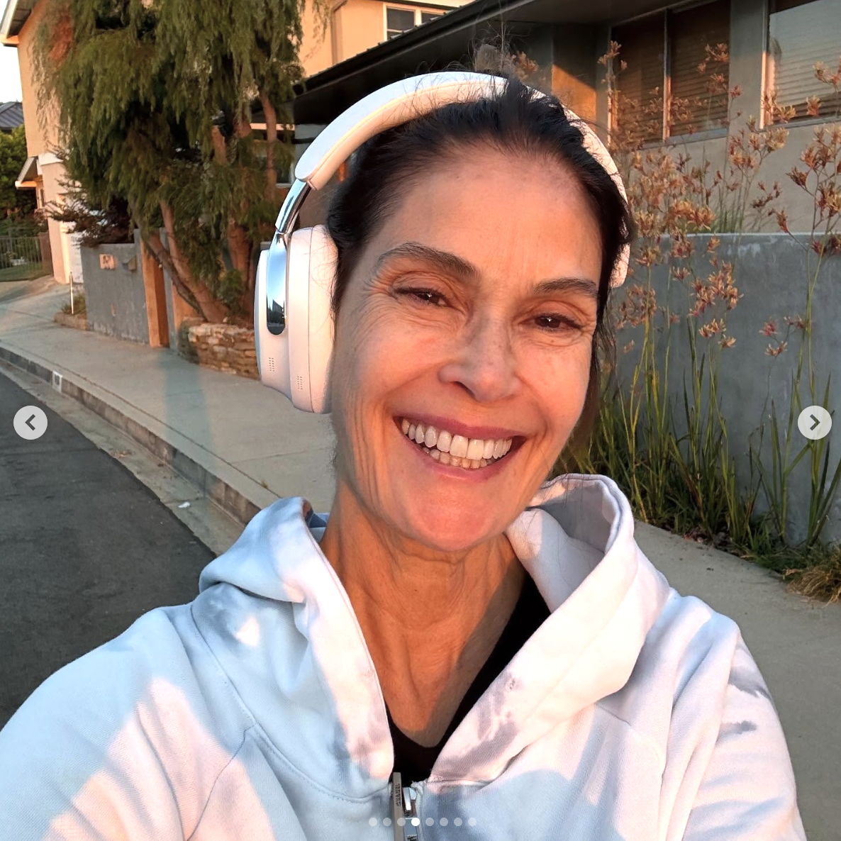 Teri Hatcher takes a selfie outdoors during an evening walk, posted on August 6, 2025. | Source: Instagram/officialterihatcher