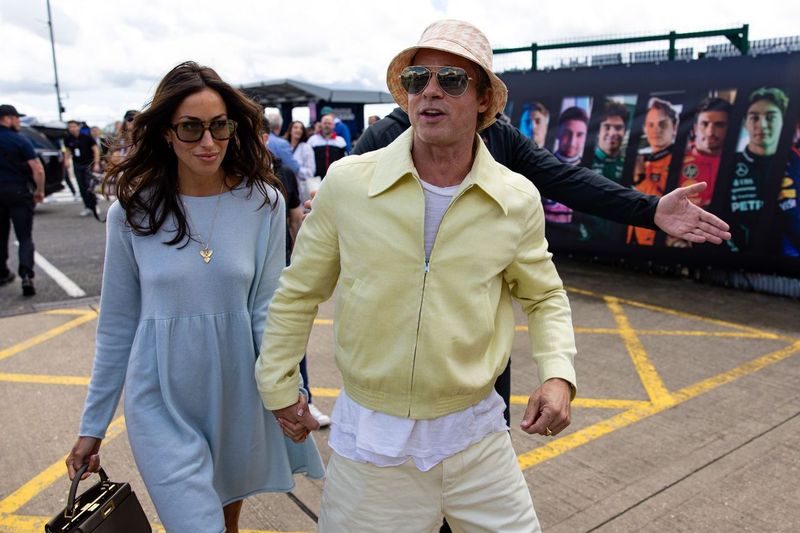 Ines de Ramon and Brad Pitt attend the British Grand Prix on July 7, 2024 | Source: Getty Images