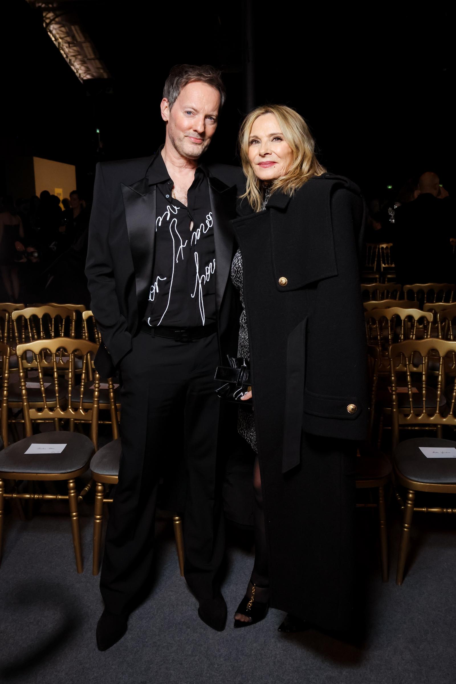 Russell Thomas and Kim Cattrall attend the Balmain Womenswear Fall/Winter 2025-2026 show as part of Paris Fashion Week at Grande Halle de La Villette on March 5, 2025, in Paris, France. | Source: Getty Images