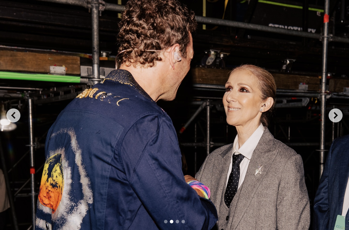 Celine Dion speaks to Chris Martin at the Coldplay concert in Las Vegas, Nevada, on June 6, 2025 | Source: Instagram/celinedion