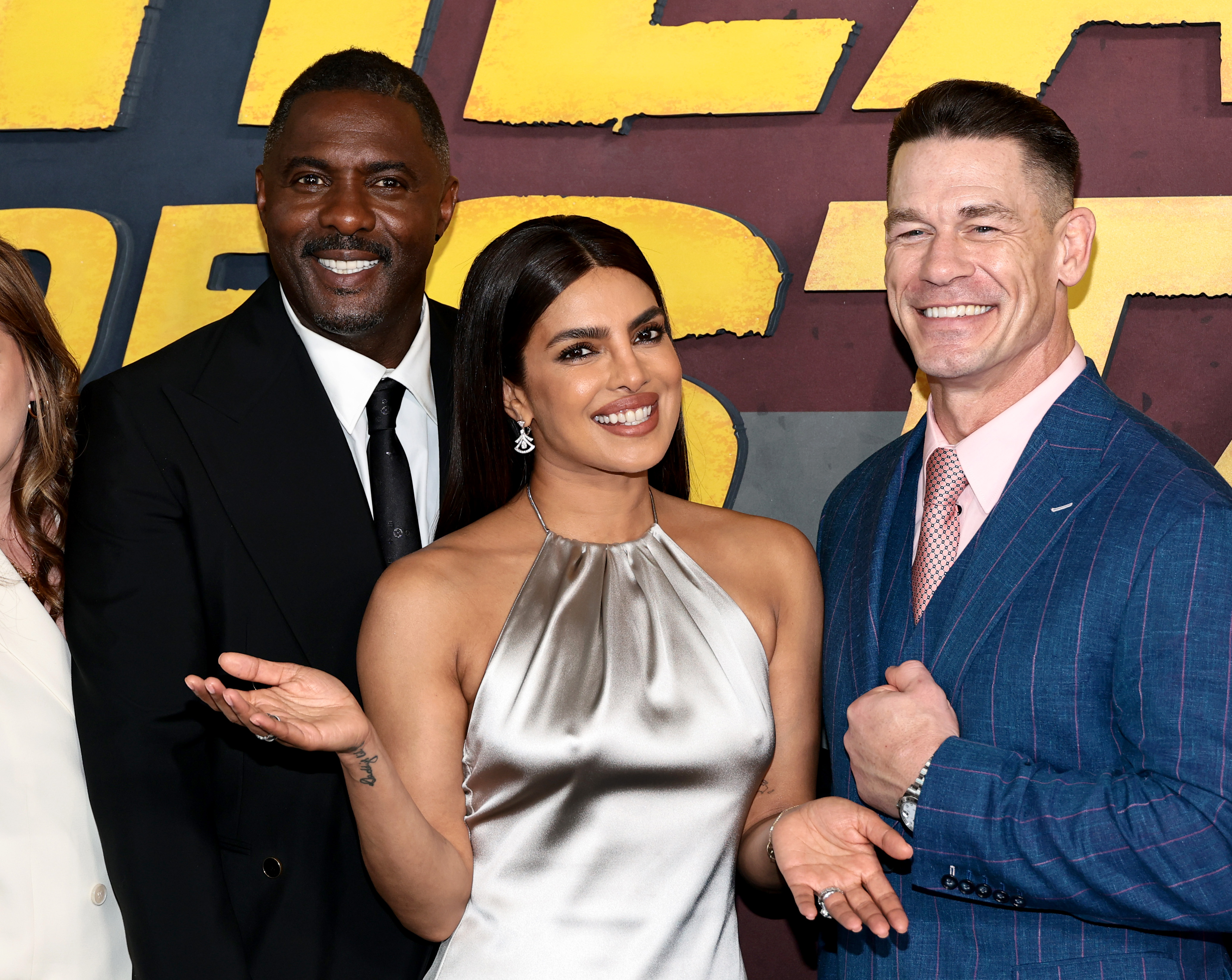 (L-R) Idris Elba, Priyanka Chopra Jonas, and John Cena attend Amazon's "Heads Of State" World Premiere at Alice Tully Hall, Lincoln Center on June 24, 2025, in New York City. | Source: Getty Images