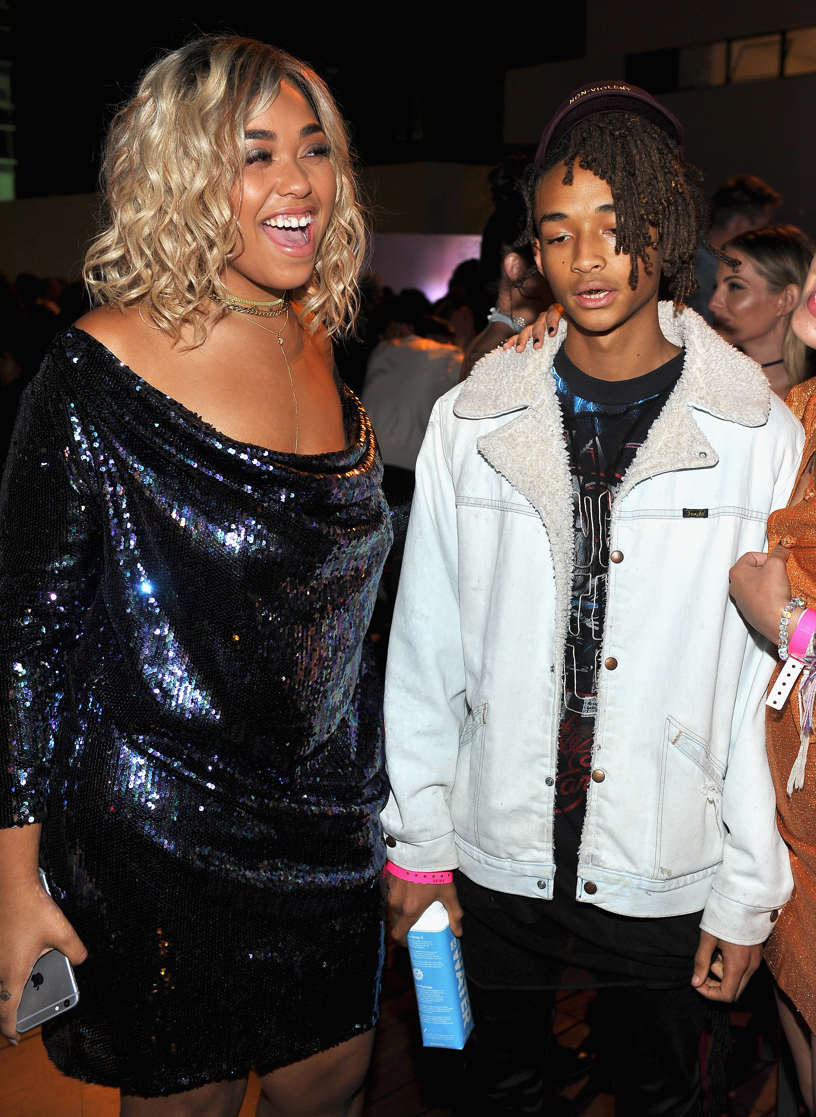 Jordyn Woods (L) and Actor Jaden Smith attend Boohoo X Jordyn Woods Launch Event at NeueHouse Hollywood on August 31, 2016 in Los Angeles, California. | Source: Getty Images