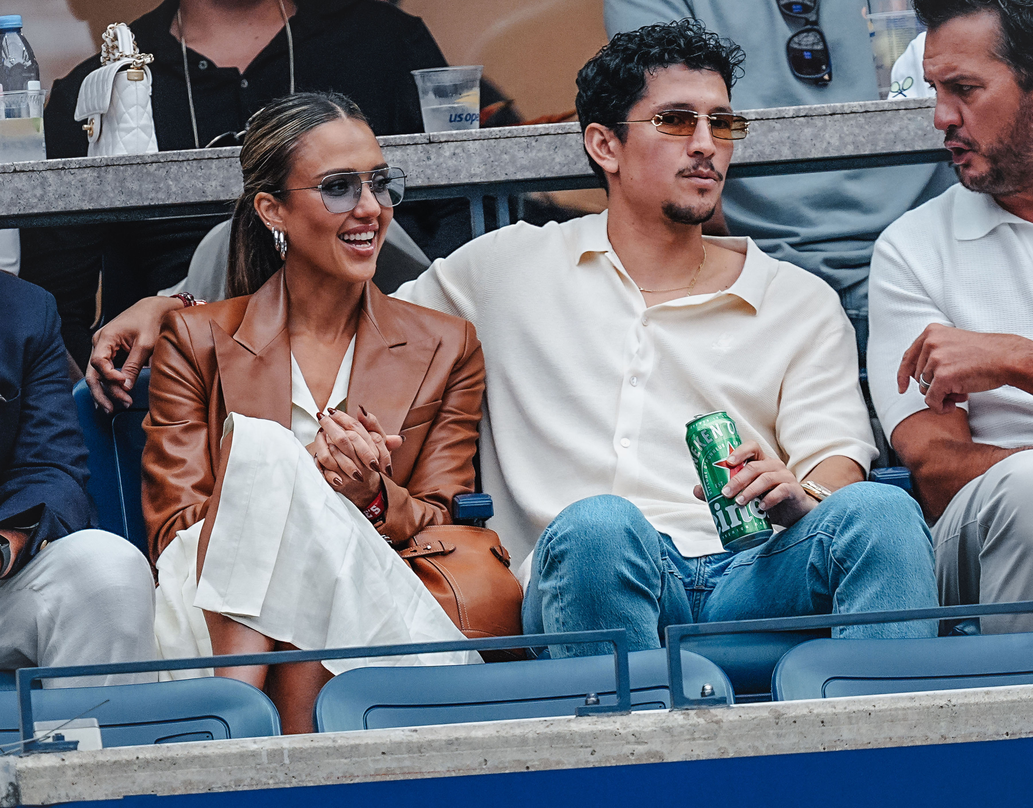 Jessica Alba and Danny Ramirez attend the Men's Singles Final on Day 15 of the US Open Tennis Championships on September 07, 2025 in Flushing Meadows, Queens, New York City. | Source: Getty Images