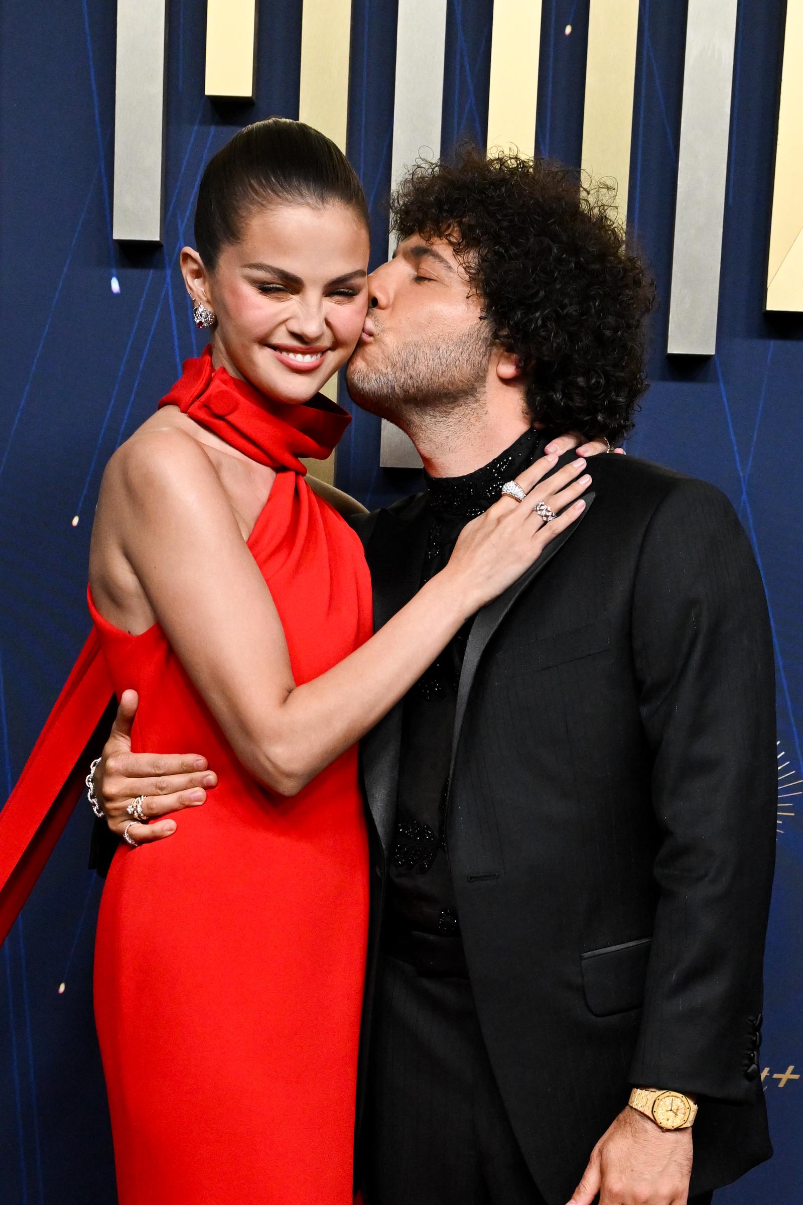 Selena Gomez and Benny Blanco attend the 77th Primetime Emmy Awards at Peacock Theater on September 14, 2025, in Los Angeles, California. | Source: Getty Images