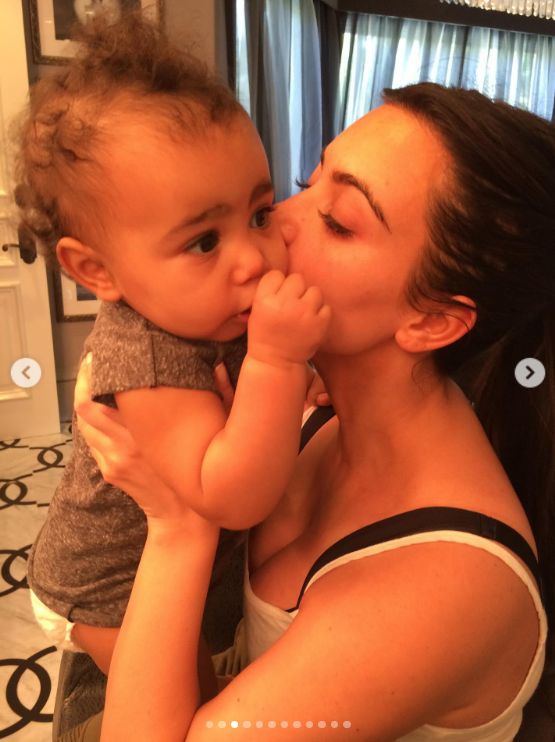 North West in her mother's birthday post from June 15, 2025. | Source: Instagram/kimkardashian