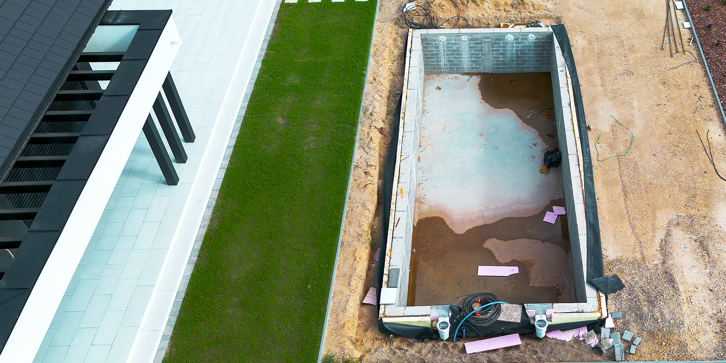Aerial view of a swimming pool construction site | Source: Shutterstock