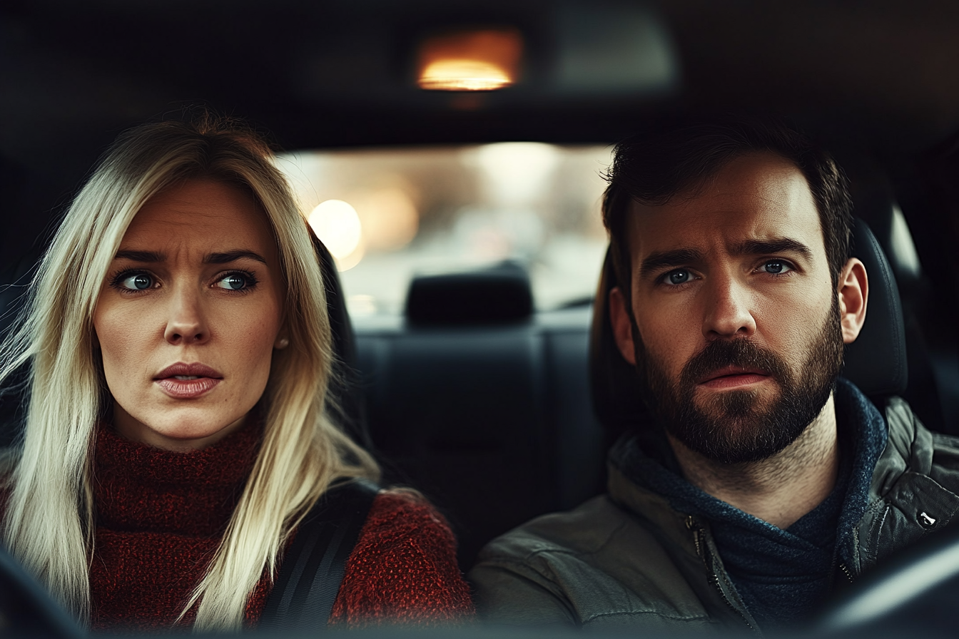 A couple talking in a car | Source: Midjourney