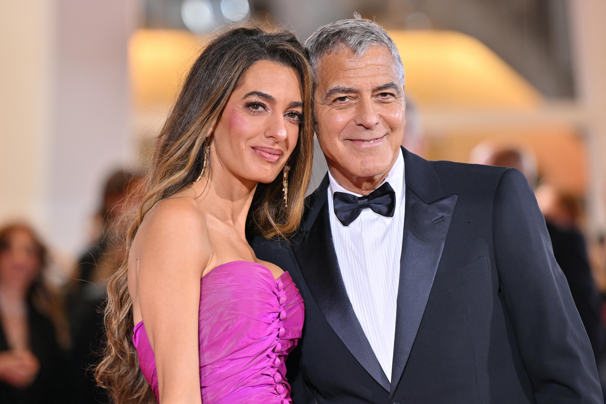 Amal and George Clooney attend the "Jay Kelly" red carpet during the 82nd Venice International Film Festival on August 28, 2025, in Venice, Italy. | Source: Getty Images