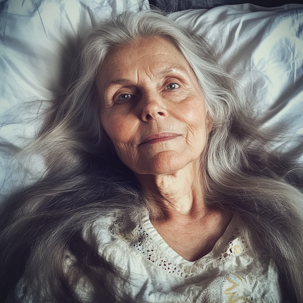 An old woman laying in her bed | Source: Midjourney