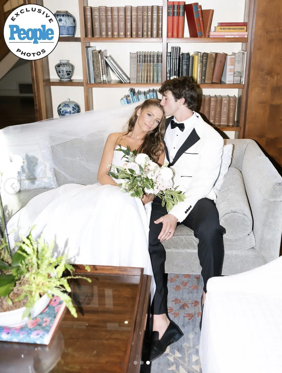 Emma Kelley and Hudson Clark pose during their wedding day, posted on June 30, 2025 | Instagram/People