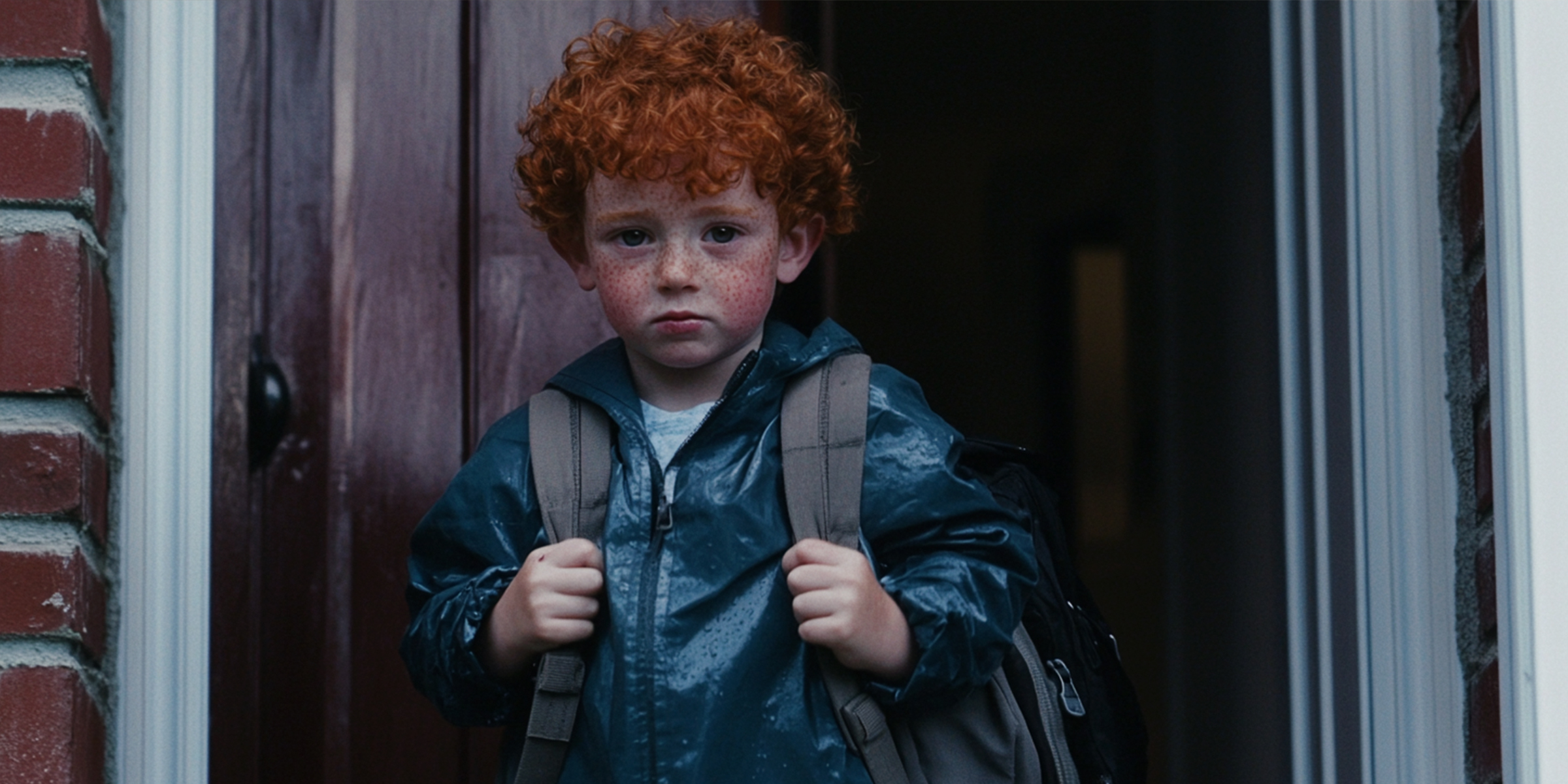 Red-haired boy standing on a porch | Source: Midjourney