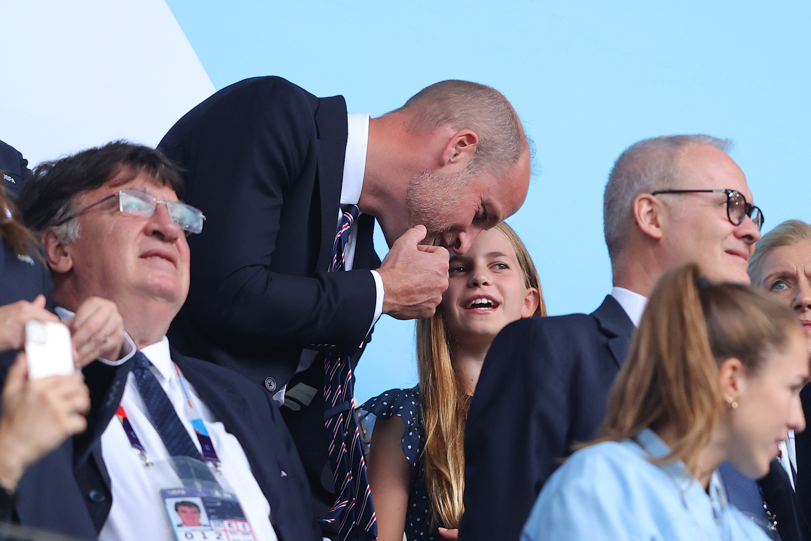 Prince William, Prince of Wales, and his daughter, Princess Charlotte of Wales, are seen in attendance prior to the UEFA Women's EURO 2025 Final match between England and Spain at St. Jakob-Park on July 27, 2025, in Basel, Switzerland. | Source: Getty Images