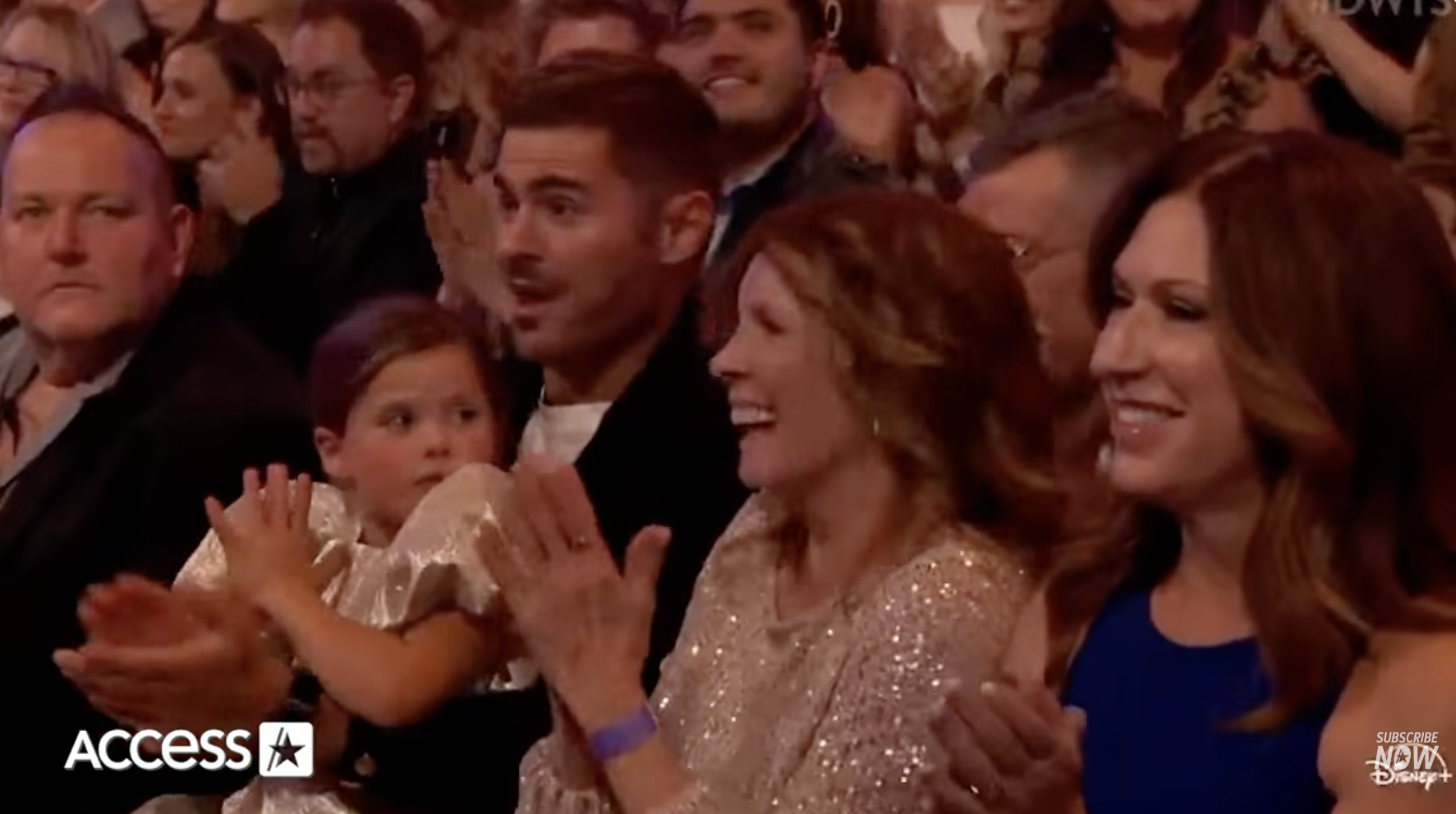 Zac Efron spotted in the audience during "Dancing With the Stars," as shown in a video shared by Access Hollywood's YouTube channel on November 19, 2025. | Source: YouTube/Access Hollywood