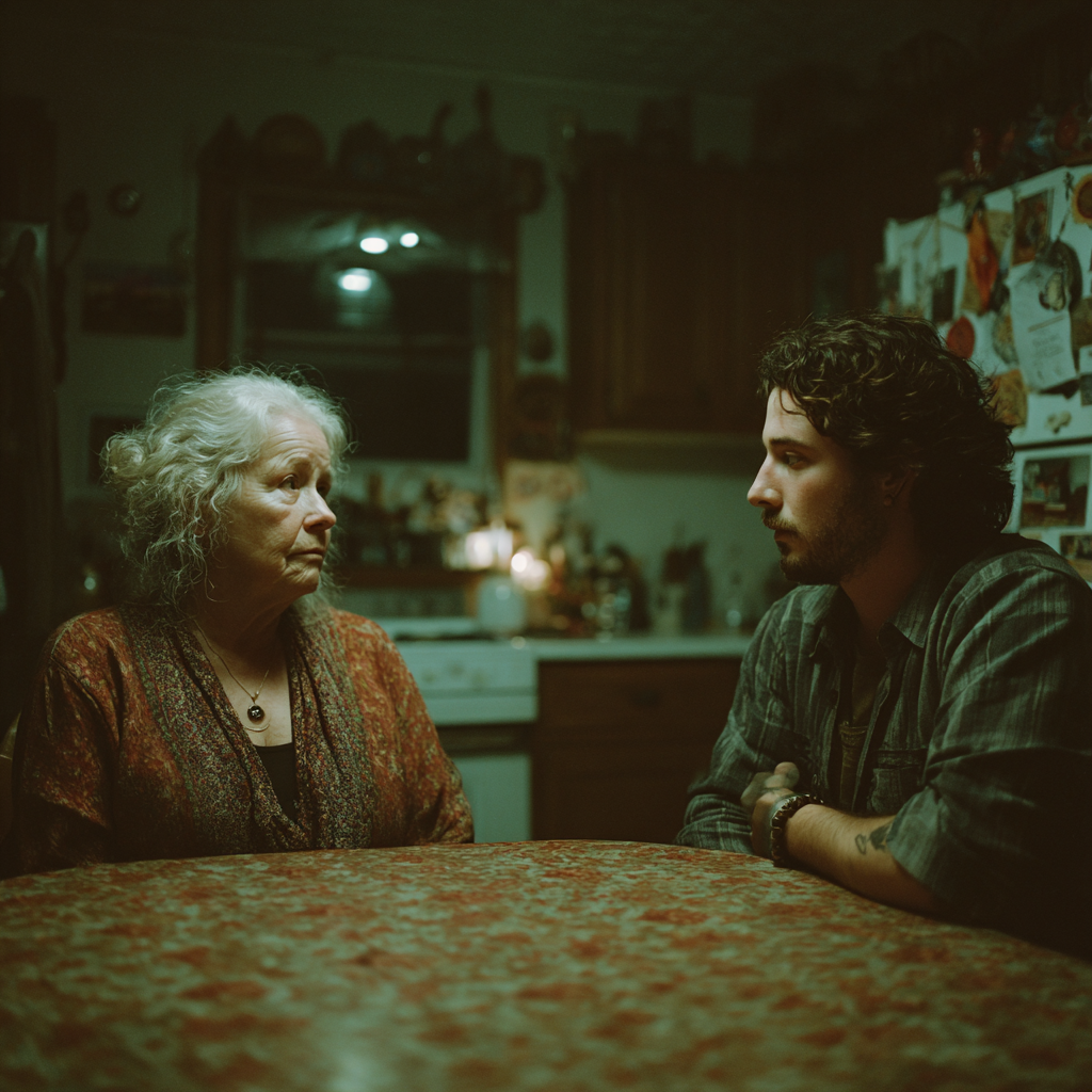 A mother talking to her son | Source: Midjourney