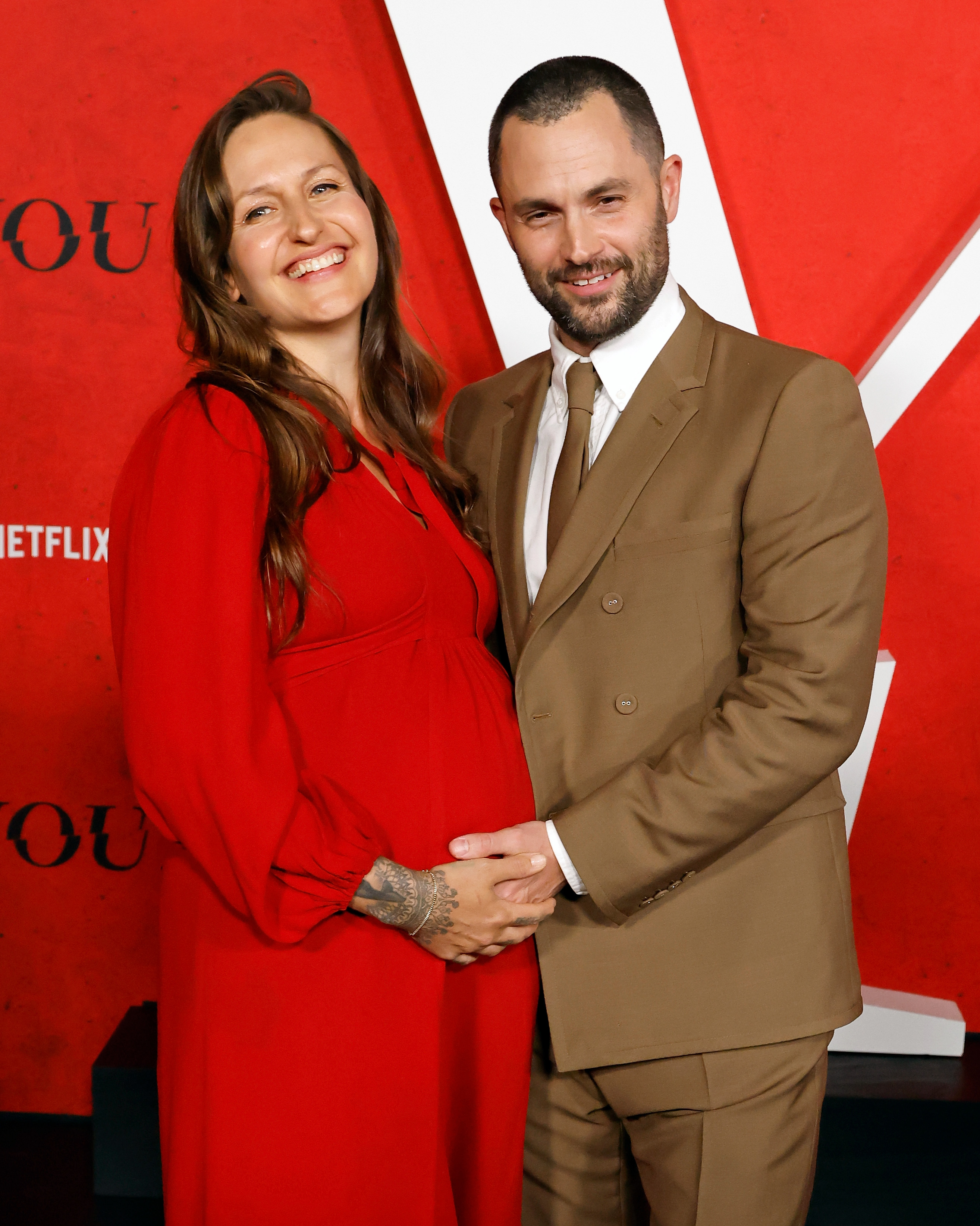 Penn Badgley and Domino Kirke attend a screening for Season 5 of Netflix's "You" at The Plaza Hotel on April 23, 2025, in New York City. | Source: Getty Images