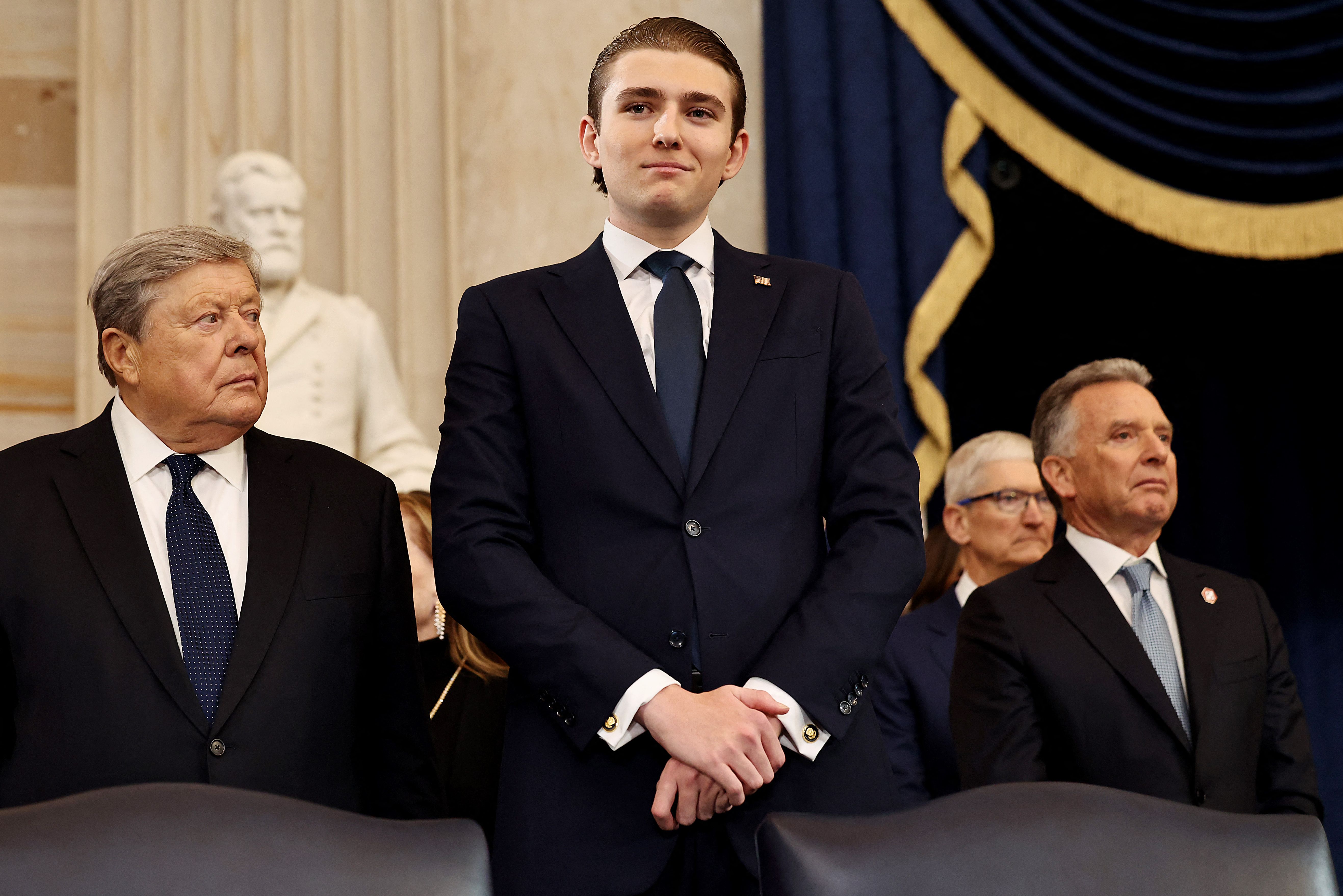 Barron Trump arrives to the inauguration of his father, President Donald Trump on January 20, 205 in Washington, DC | Source: Getty Images