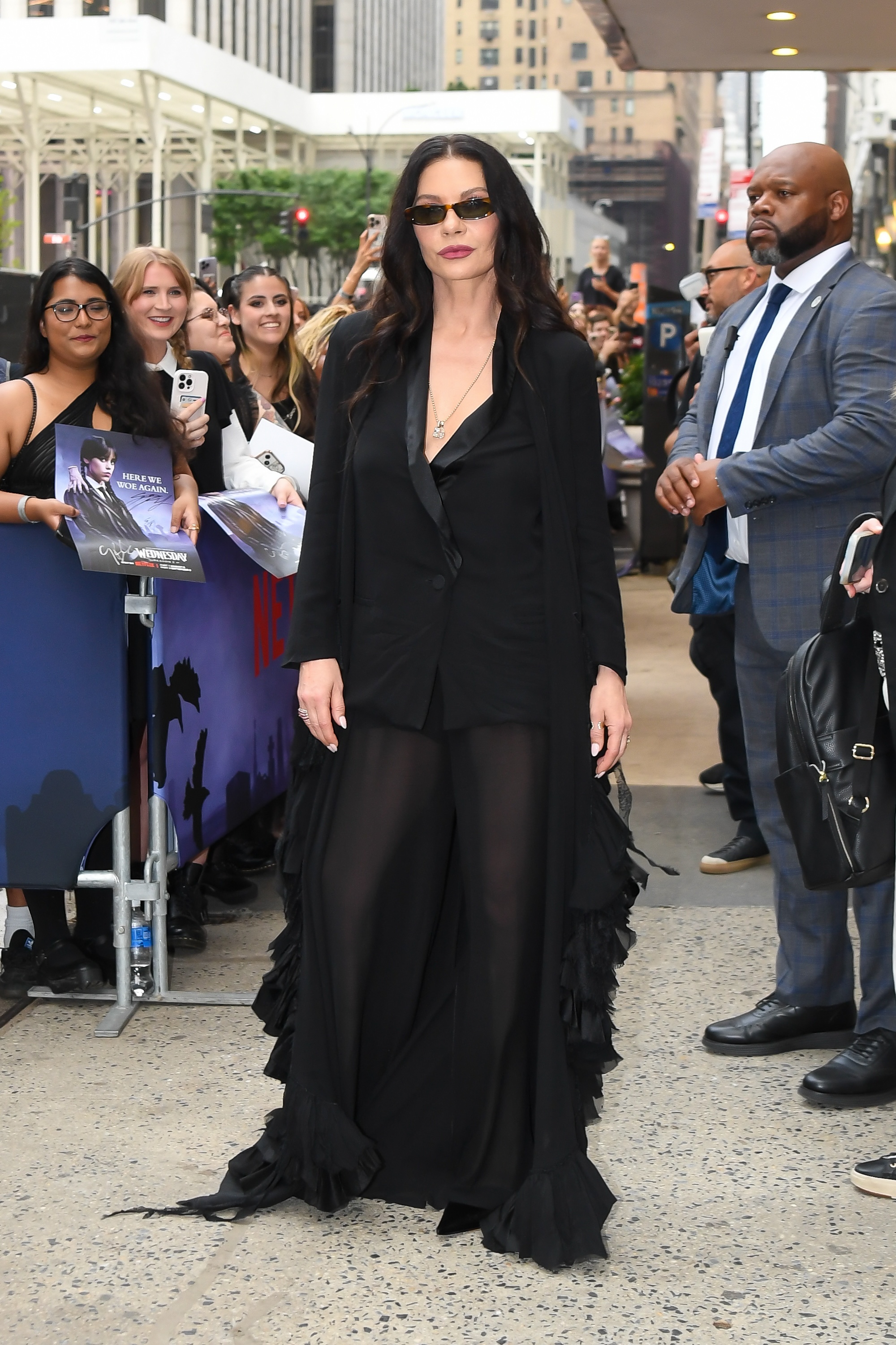 Catherine Zeta-Jones is seen at the Paris Theatre in Manhattan on August 5, 2025 in New York City. | Source: Getty Images