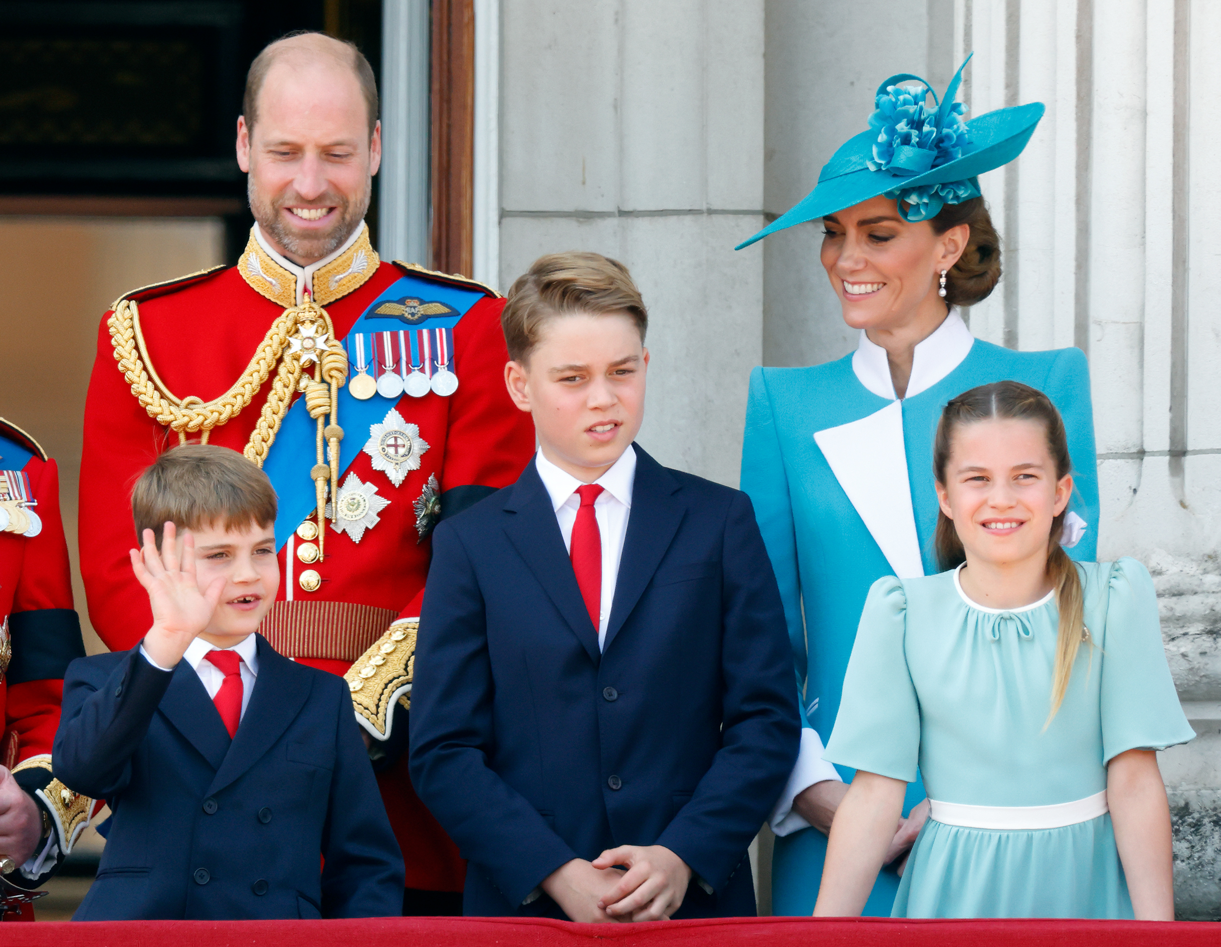 Prince William, Princess Catherine and their children at Buckingham Palace during Trooping The Colour 2025 on June 14, 2025 in London, England. | Source: Getty Images