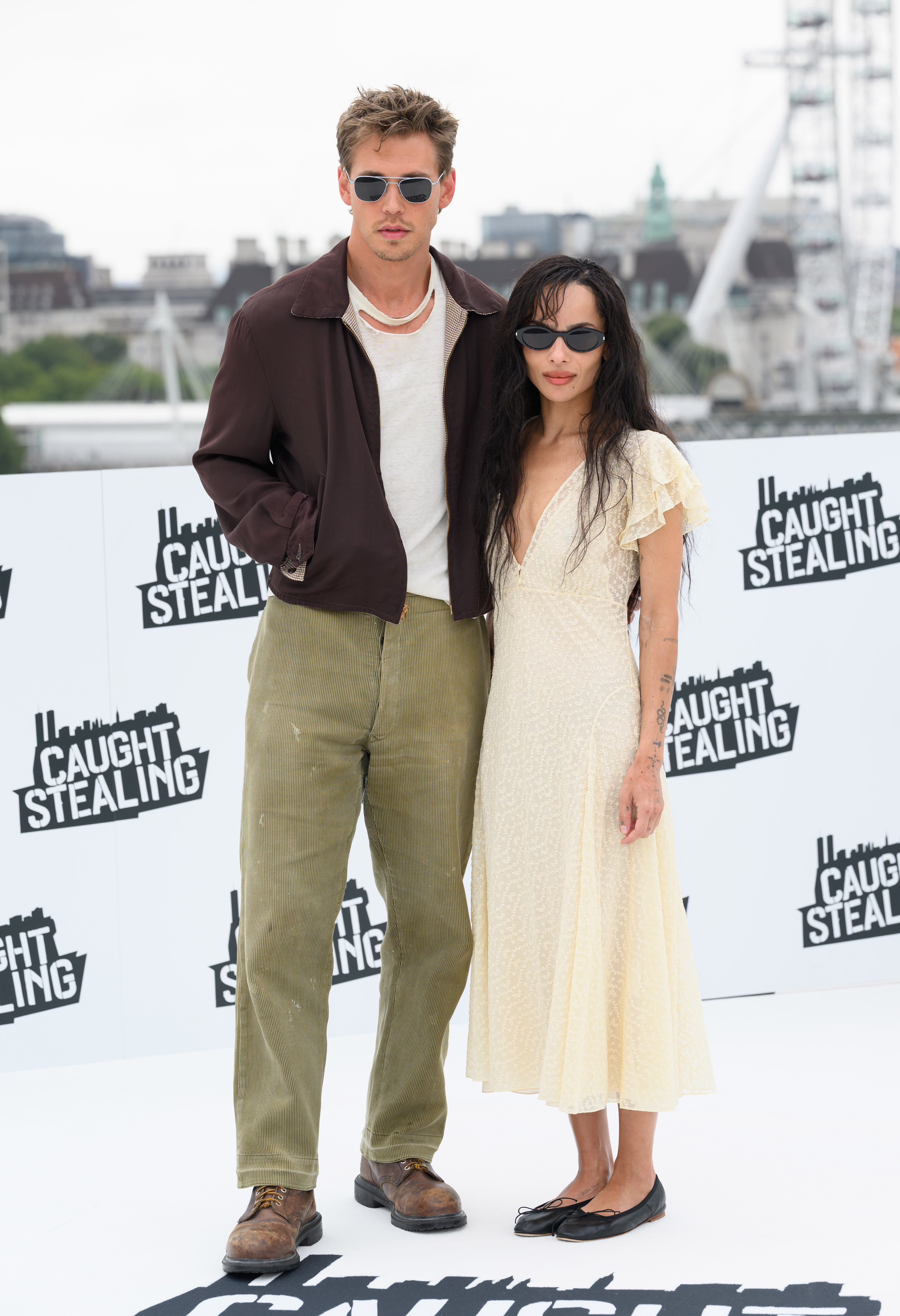 Austin Butler and Zoë Kravitz attend the "Caught Stealing" Photocall at the IET Building: Savoy Place on August 19, 2025, in London, England. | Source: Getty Images
