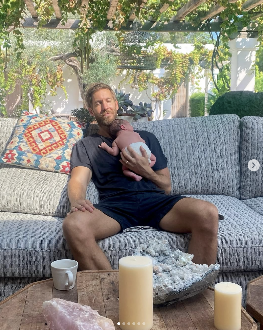 Calvin Harris under the sun with his son Micah in Ibiza, Spain, posted on August 4, 2025. | Source: Instagram/calvinharris