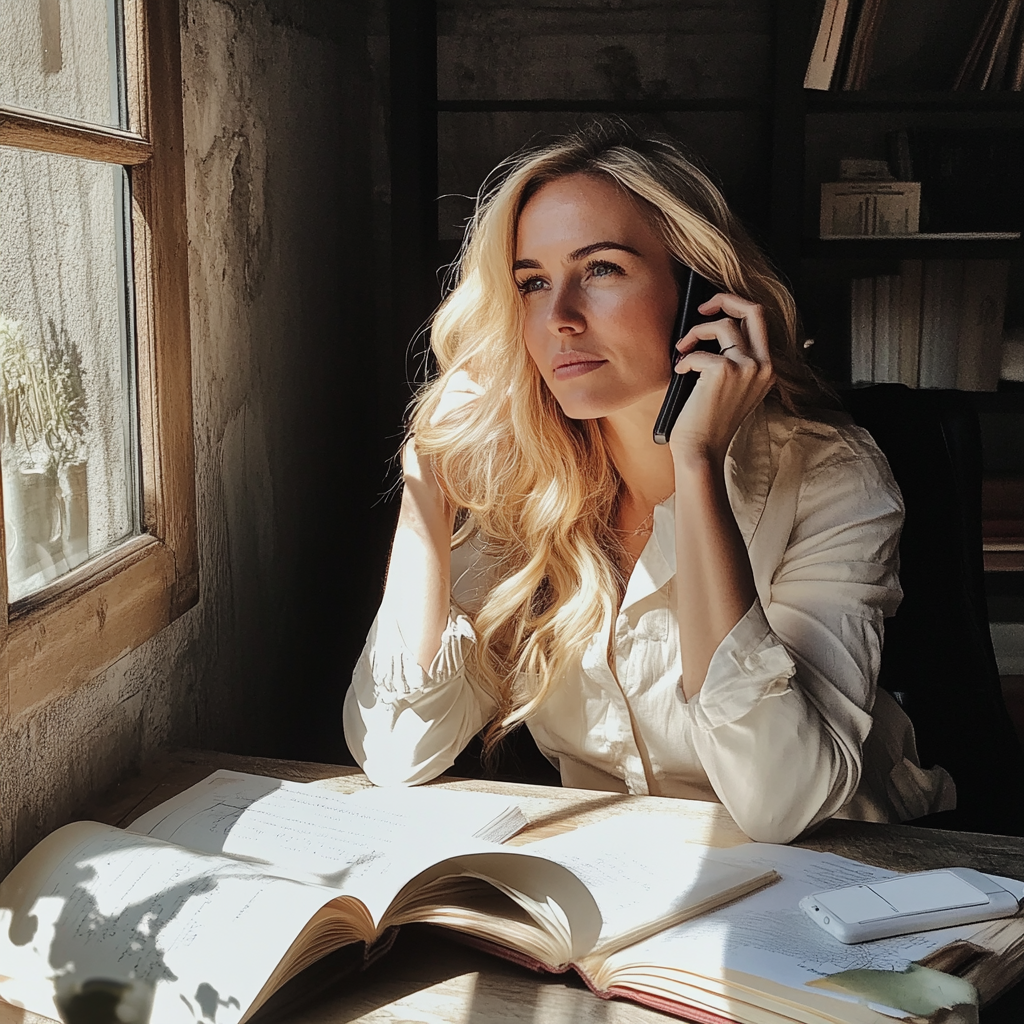 A woman talking on the phone | Source: Midjourney